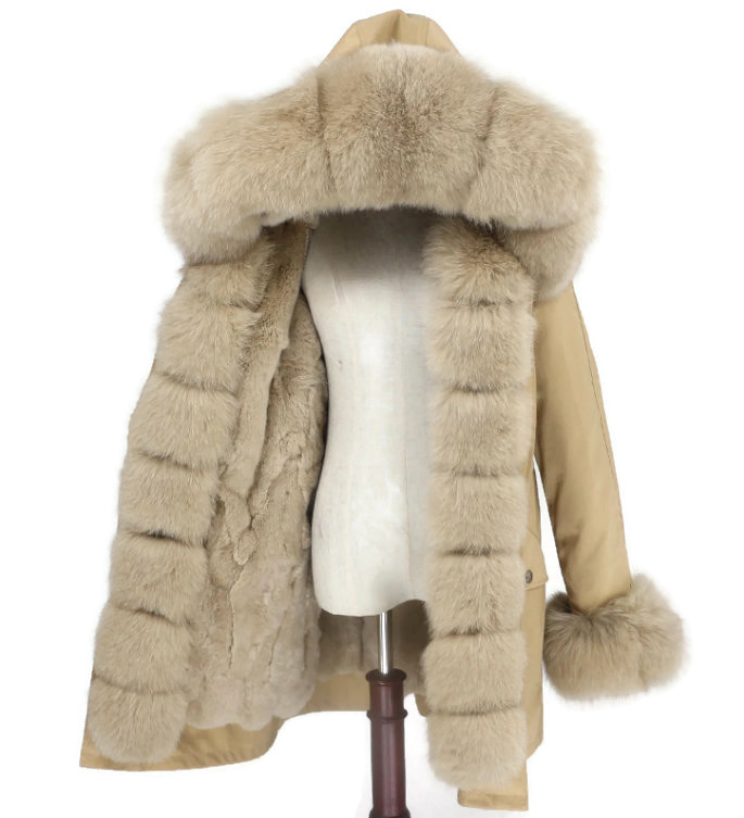 Kurtka Parka Futro naturalne Królik Lis Jenot 42XL