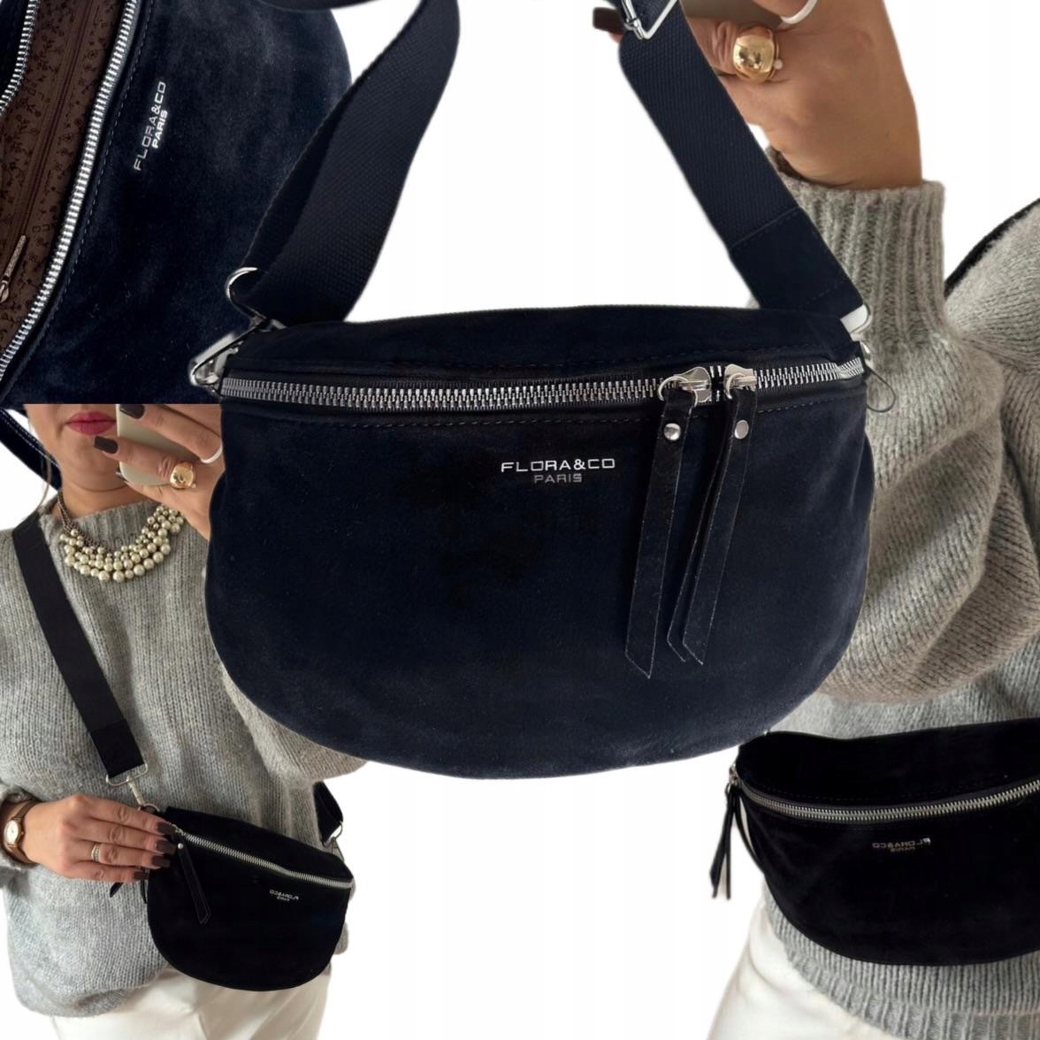 Dámská Kabelka Dárek Na Velikonoce Flora&co Semiš Ledvina Černá Kabelka Přes Rameno