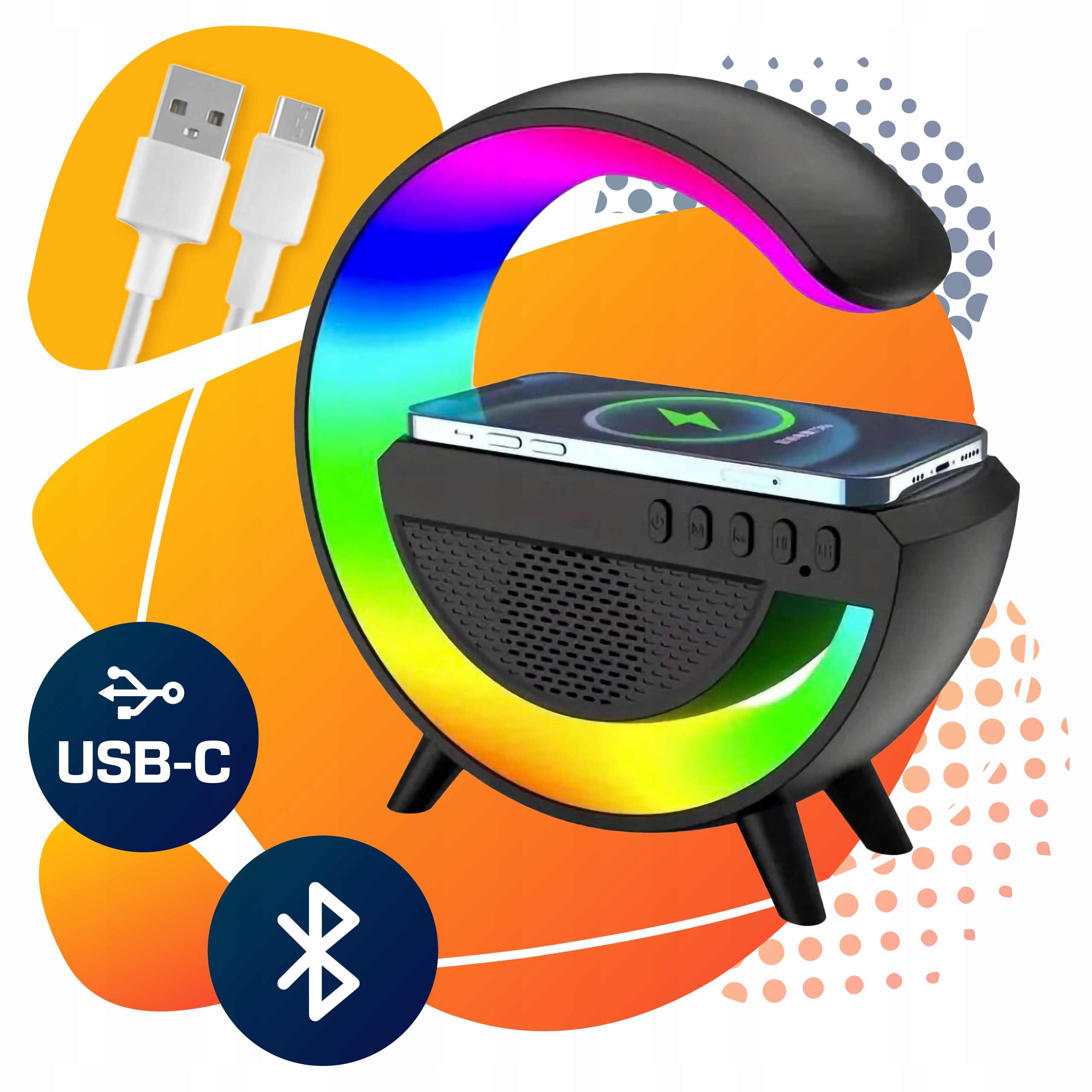 LAMPKA LED RGB WIELE KOLORÓW Z ŁADOWARKĄ INDUKCYJNĄ I GŁOŚNIKIEM Marka inna