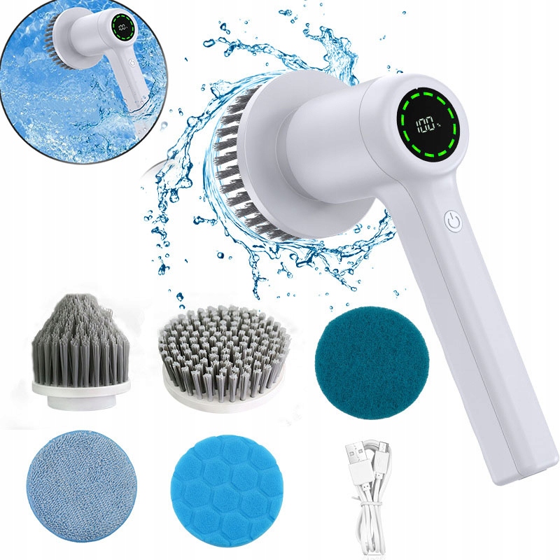 Levně Čisticí Kartáč Elektrický Rotační Kartáč 6 V 1 Akumulátorový Čisticí Mop 80W Bílý