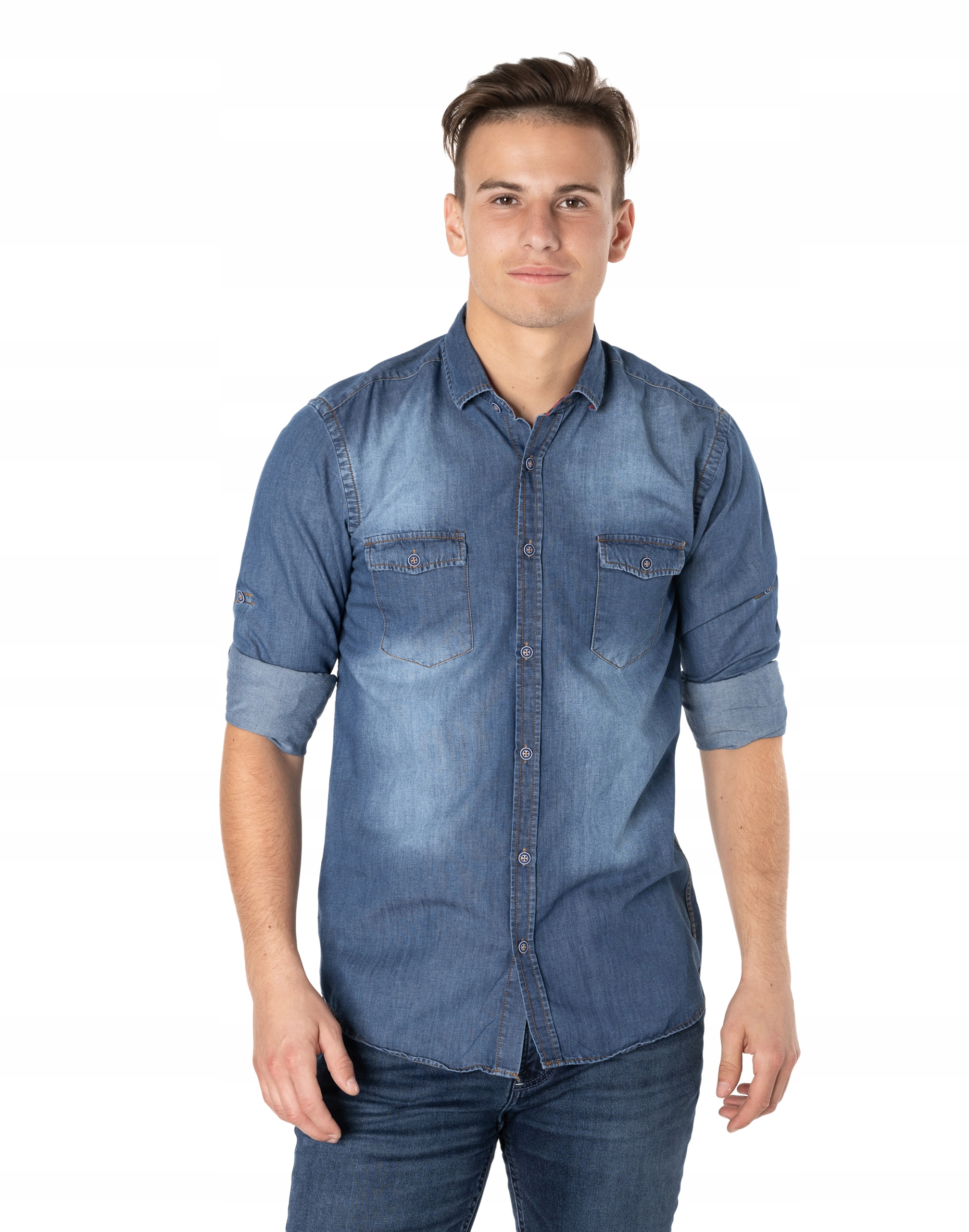 

Koszula Męska Jeans z Długim Rękawem 059-02 r 3XL