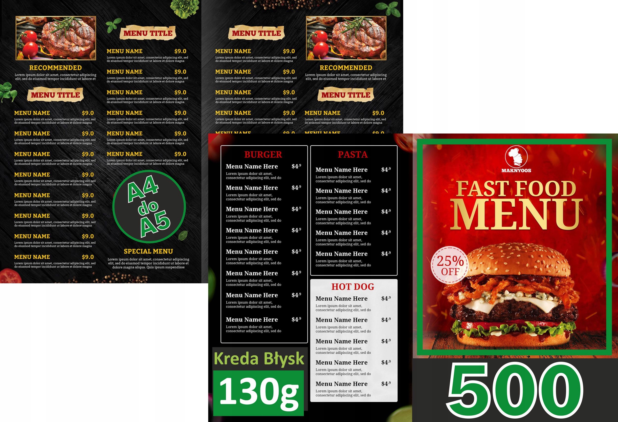 ULOTKI SKŁADANE A4 do A5 Kreda Błysk - 500 sztuk