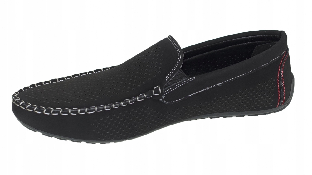 MOKASYNY AŻUROWE MĘSKIE WSUWANE Z DZIURKAMI Zapięcie wsuwane