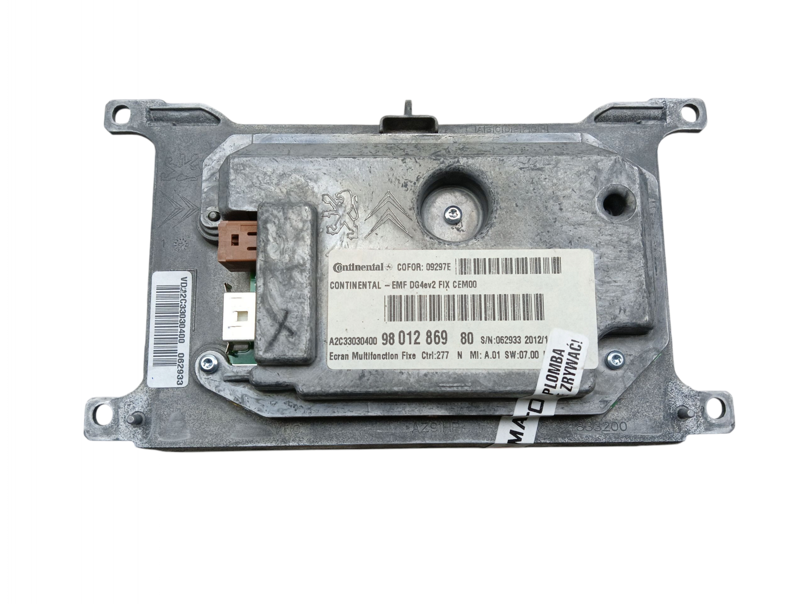 display RADIA navigation devices GPS PEUGEOT 508 and 9801286980