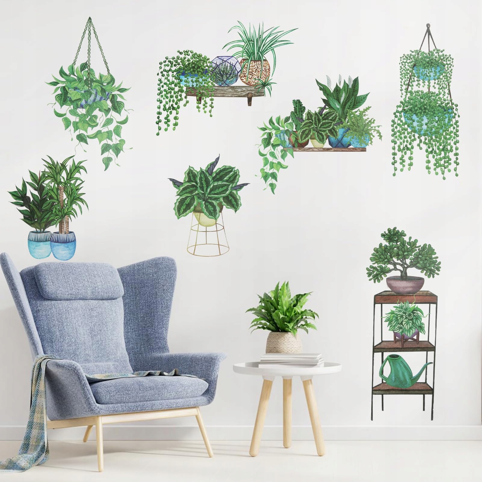 Samolepka na okno Decorio Chlorophytum Zelené pokojové rostliny