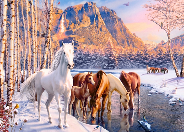 

Puzzle 180 Widok Zwierzęta Konie Zima 7+ Castor