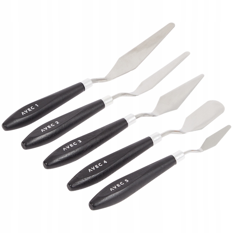 Szpachelki malarskie Zestaw 5 szpachelek malarskich Różne kształy rozmiary