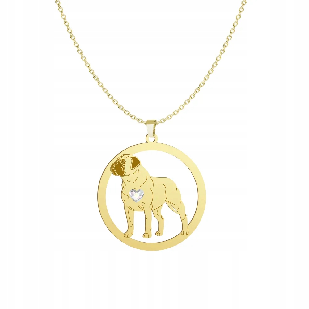 Zlatý náhrdelník se psem plemene Bullmastiff 925 Řetízek Dárek Gravírování Bonus