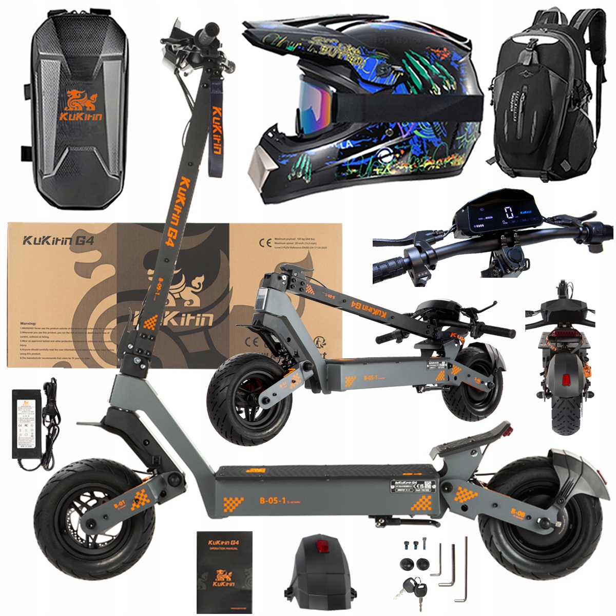 KuKirin G4 Skládací elektrická vozidla 2000W 70KM/H 60V 20Ah 75km Dárek