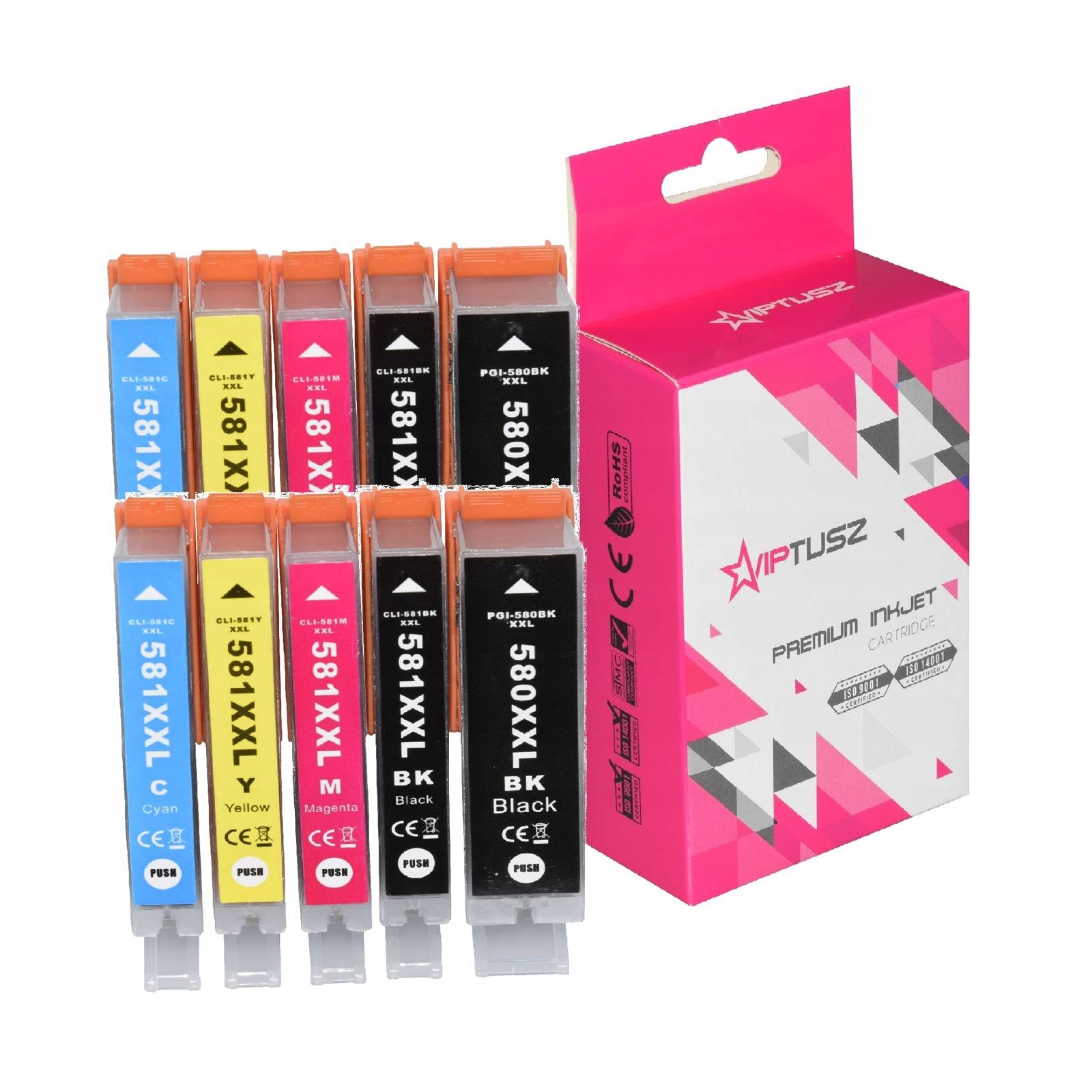 Sada 10 x inkoustů pro Canon PGI-580 CLI-581 Cmyk