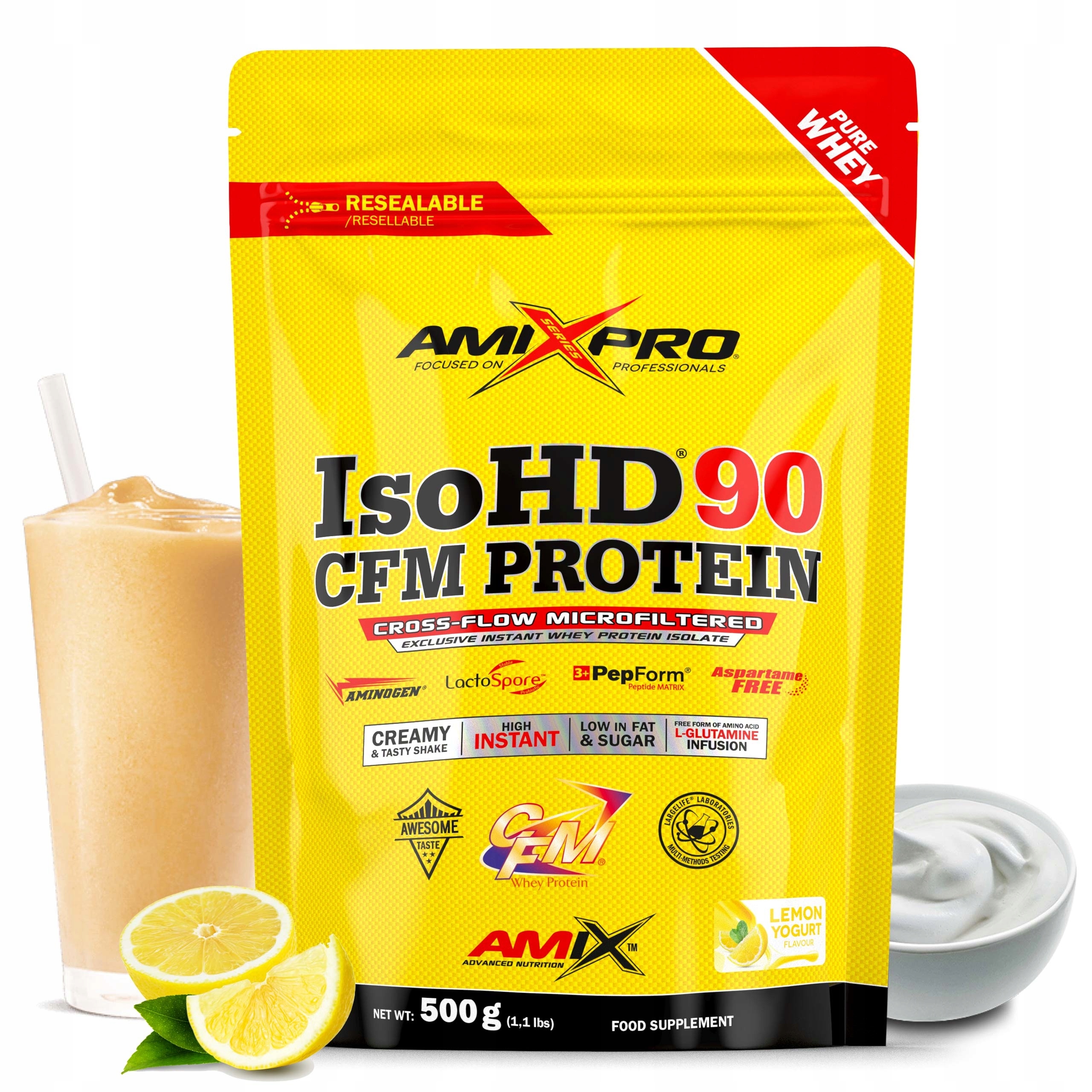 Syrovátkový protein izolát Wpi Cfm 90 500 g bez cukru keto citron jogurt