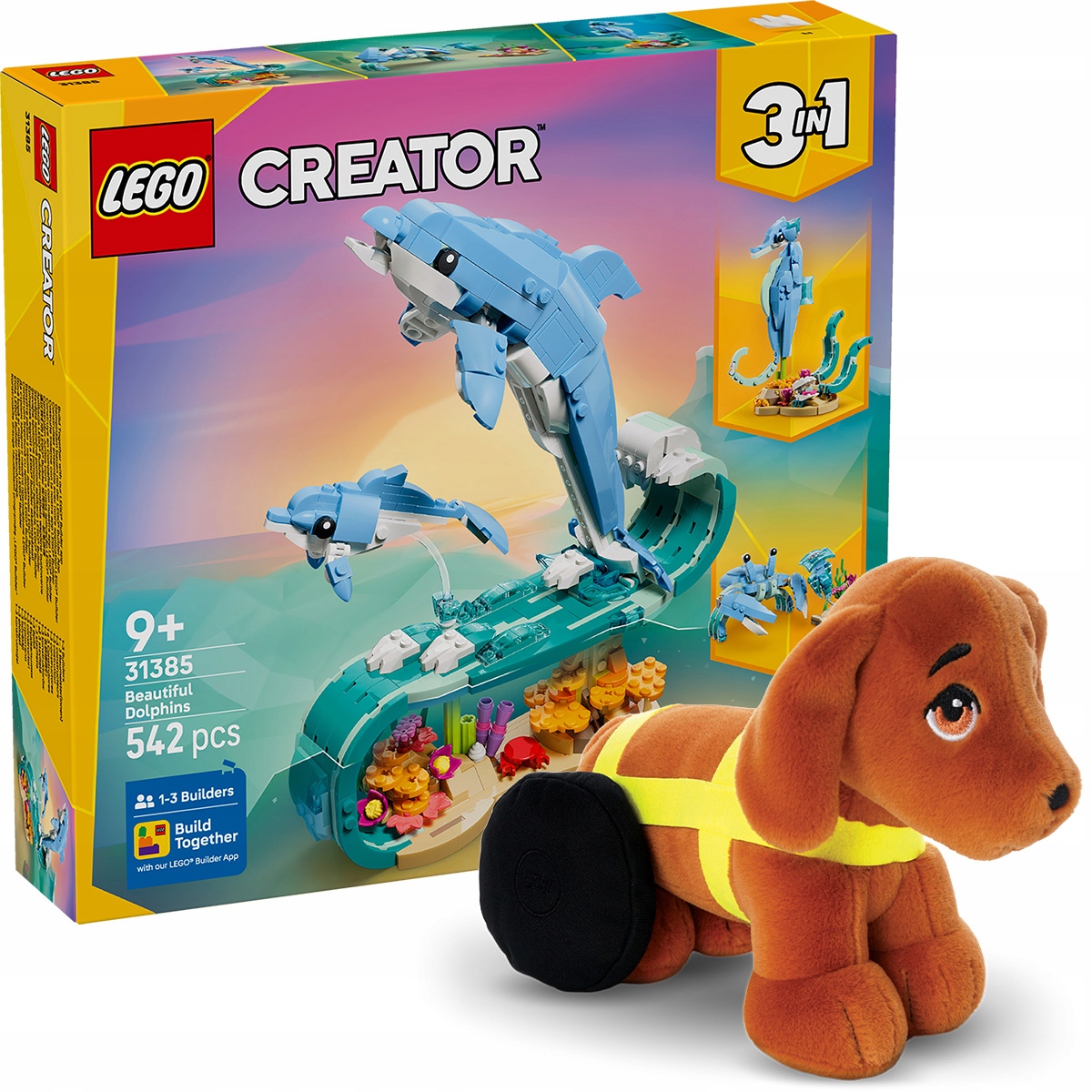 Lego Creator Mořská zvířata: krásný delfín 3v1 31385 Plyšák Pejsek