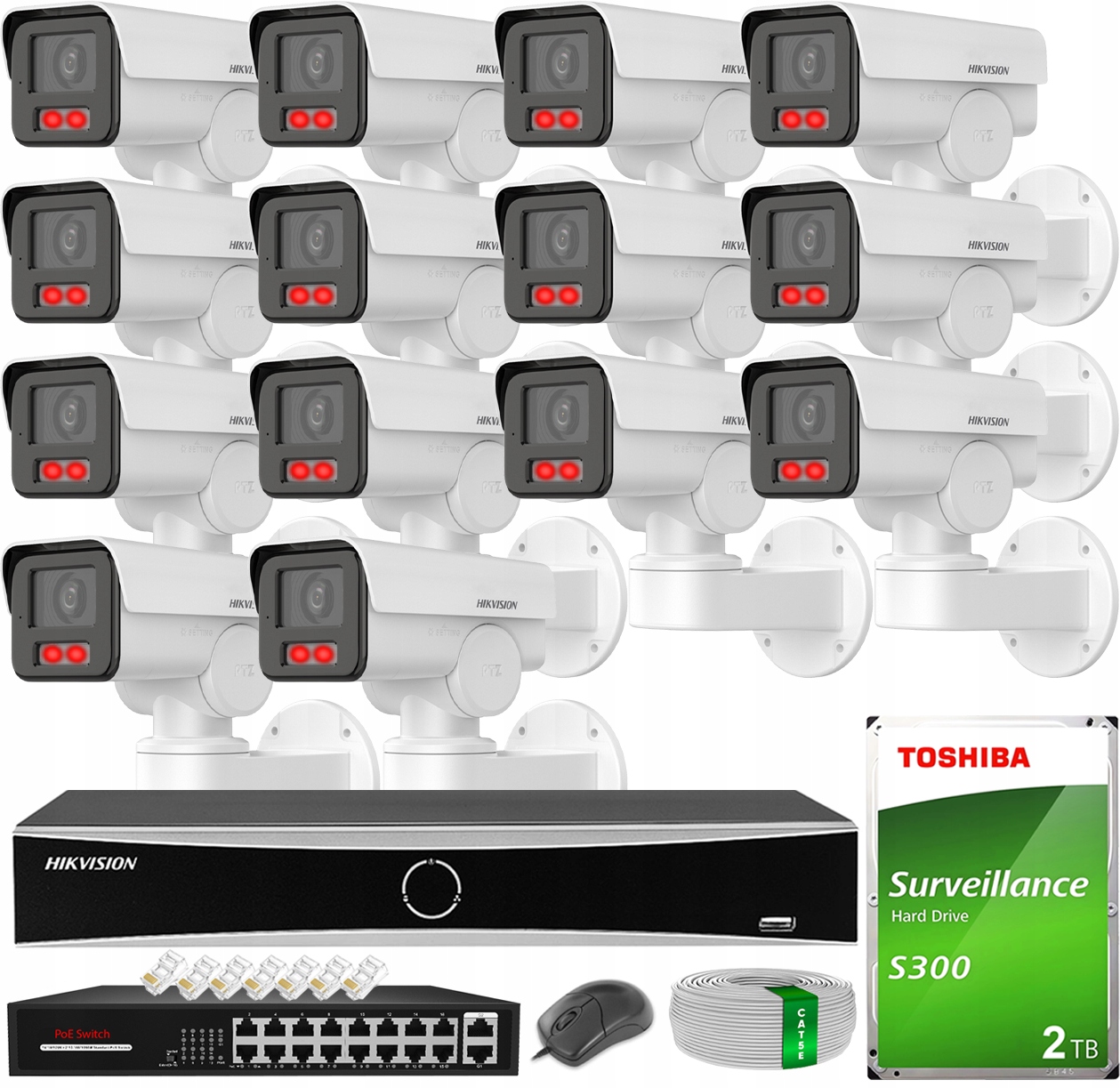 Monitoring Hikvision 14 Kamer Ip 4MPX Smart Hybrid Light Externí Hdd 2TB