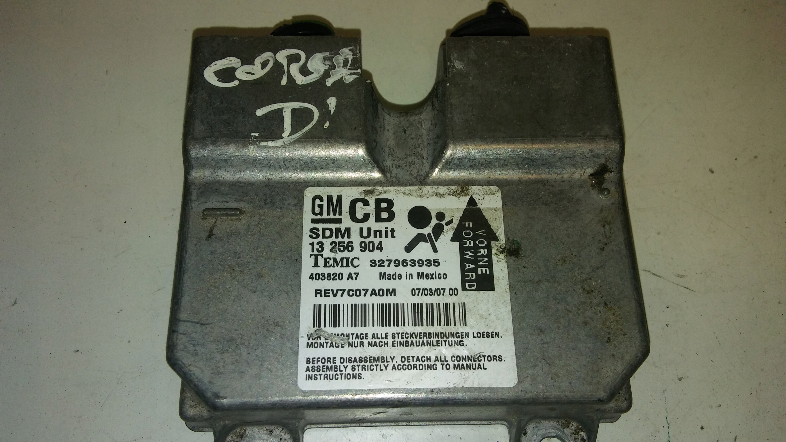 CZYSTY ODNOWIONY SENSOR STEROWNIK AIRBAG OPEL CORSA D 13256904