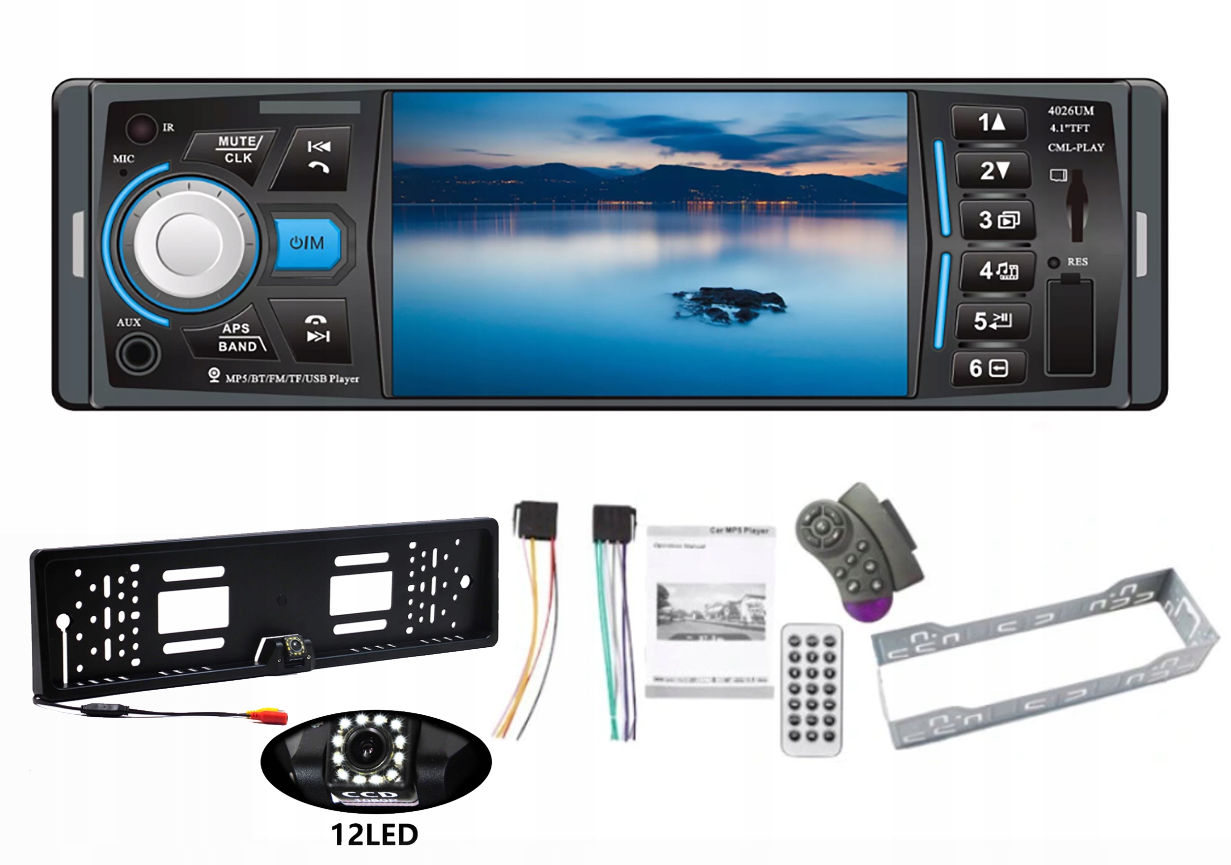 

Radio Samochodowe 1DIN 4,2" Usb Bt Aux Kamera