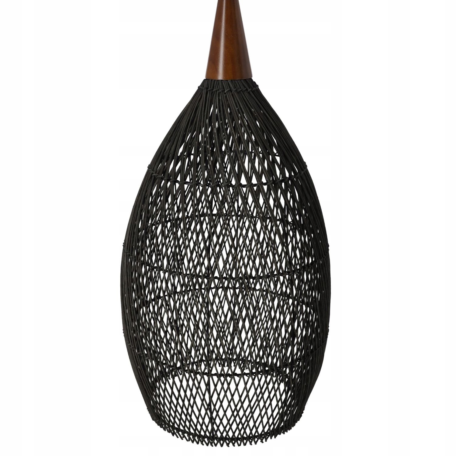 Rustikálna ratanová závesná lampa – 35 cm (čierna)