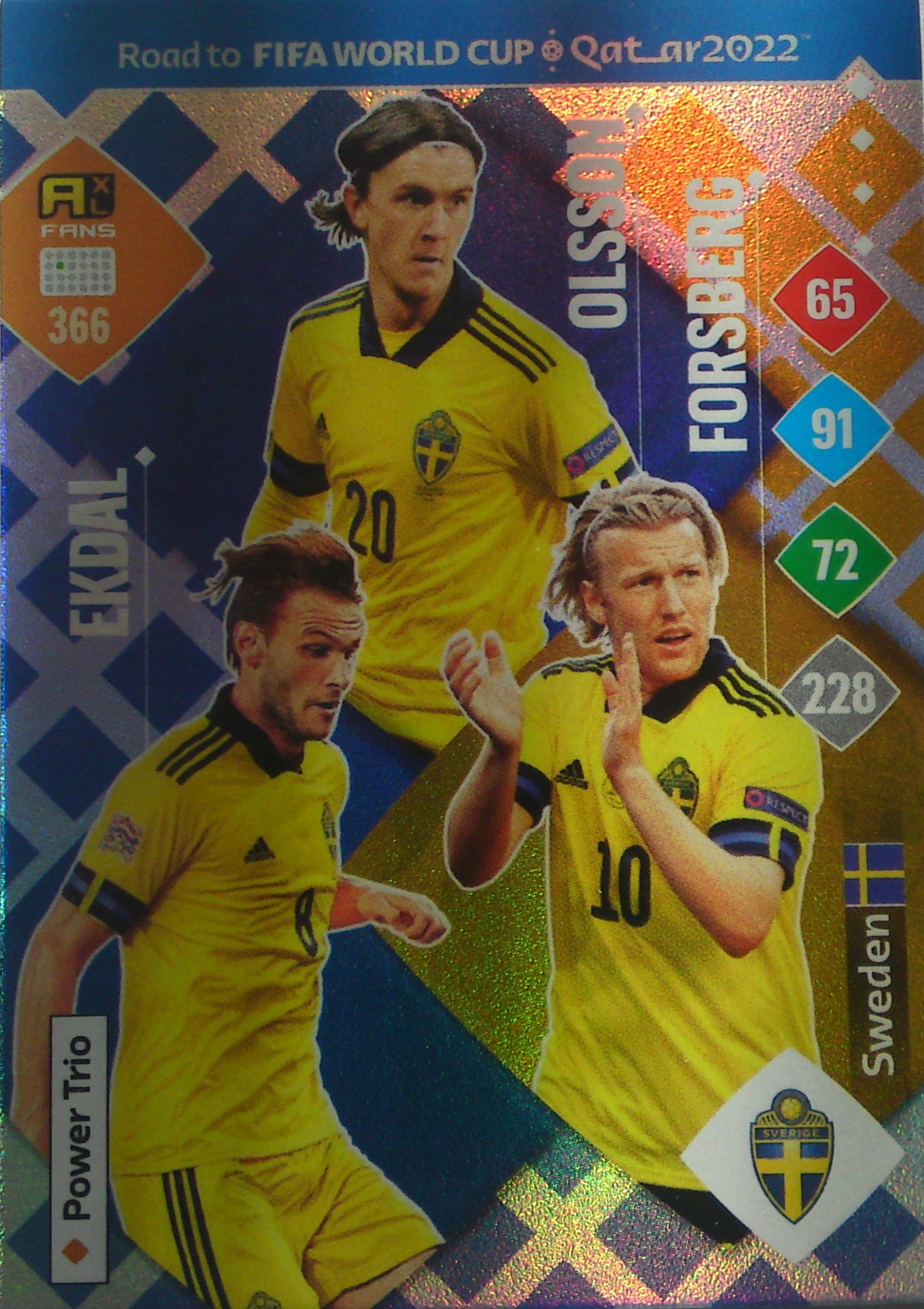 Karta Piłkarska Panini Road Fifa World Qatar 2022 Power Trio Szwecja 366