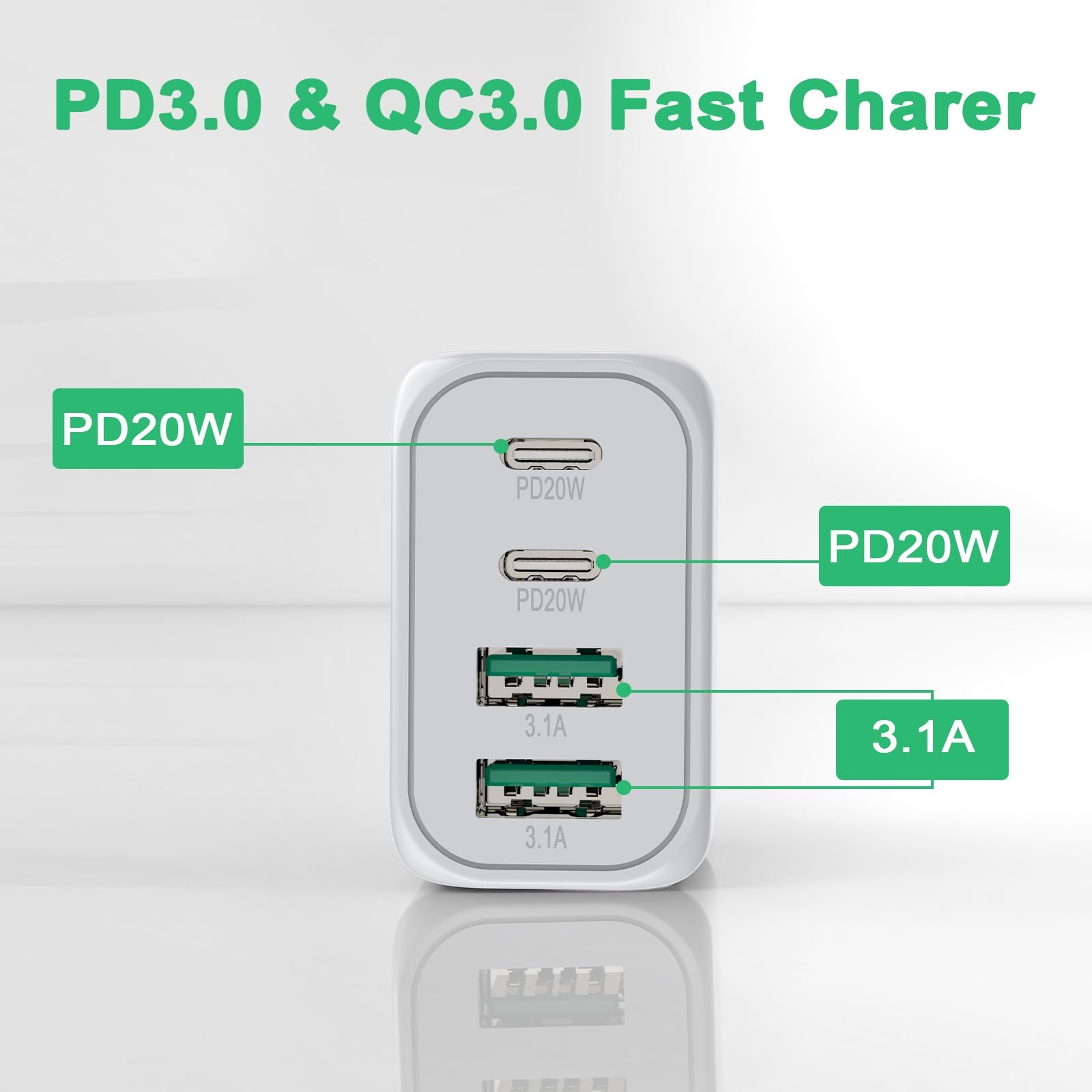 GCSTNN 40W USB C Charger, 4 Ports PD3.0 QC3.0 for iPhone Samsung Xiaomi — miniatura 5