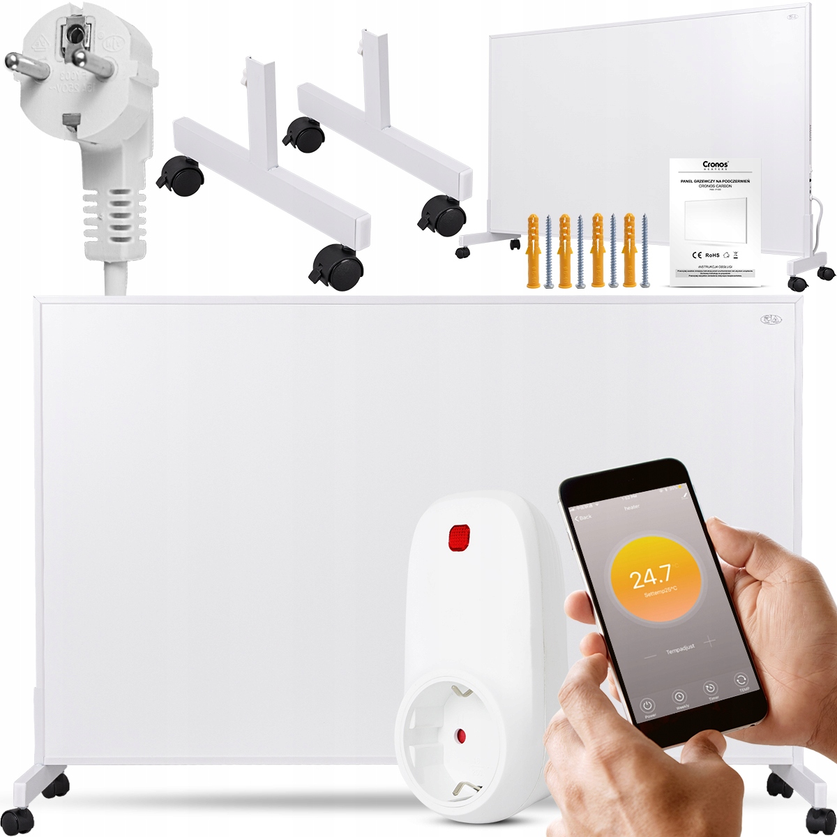 Vykurovací Panel Žiarič Termostat WiFi Nohy 800W