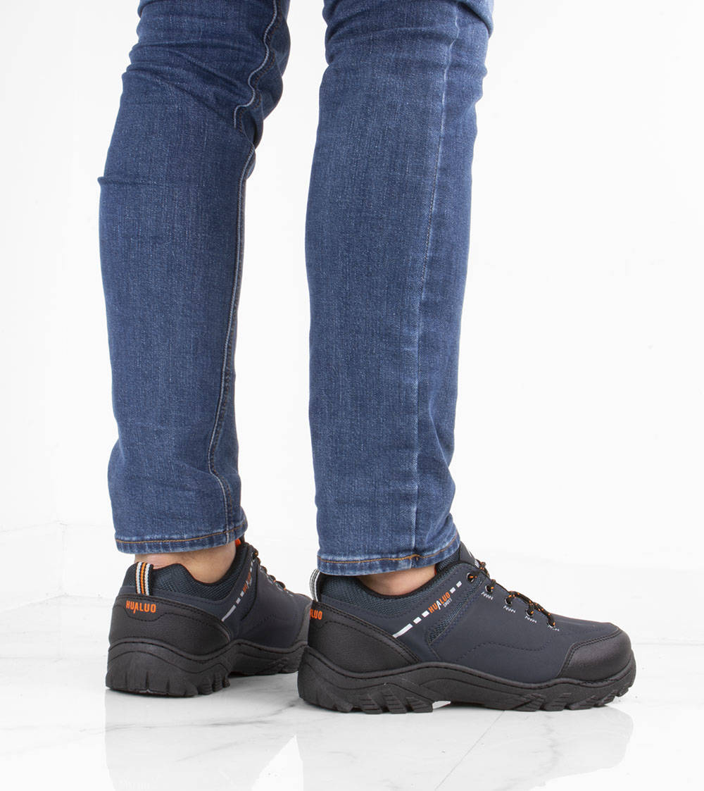 GRANATOWE MĘSKIE BUTY TREKKINGOWE TRAPERY 45 Rozmiar UK 9