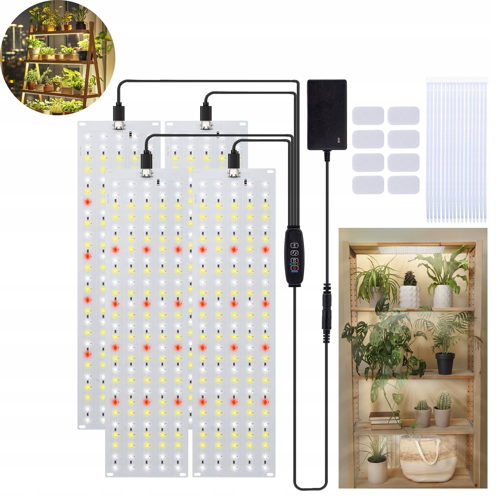 4x panel pro růst rostlin 600 Uv Led, časovač pěstování, 6 režimů