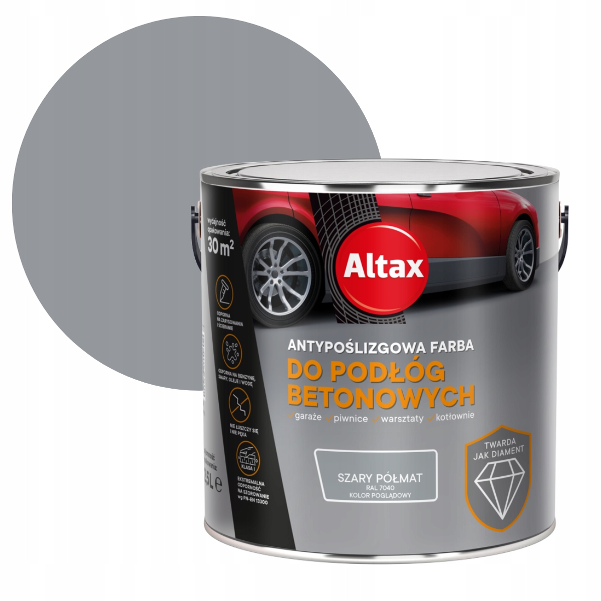 Altax Farba Do Podłóg Betonowych 2,5L Szary Półmat Ral 7040