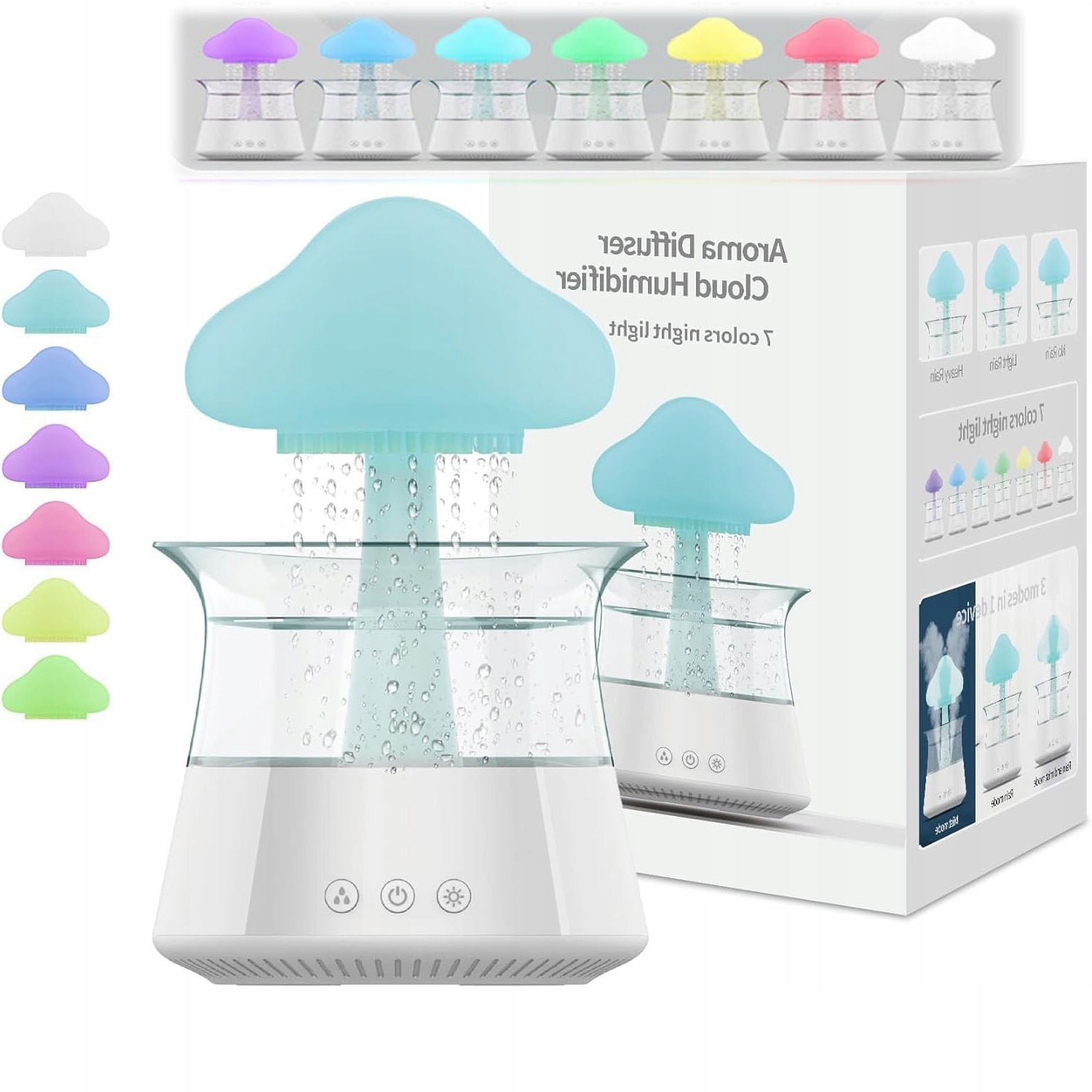 Nawilżacz Powietrza Aromaterapia Dyfuzor Jonizator 2 w 1 Grzybek 7-kolorowy Light