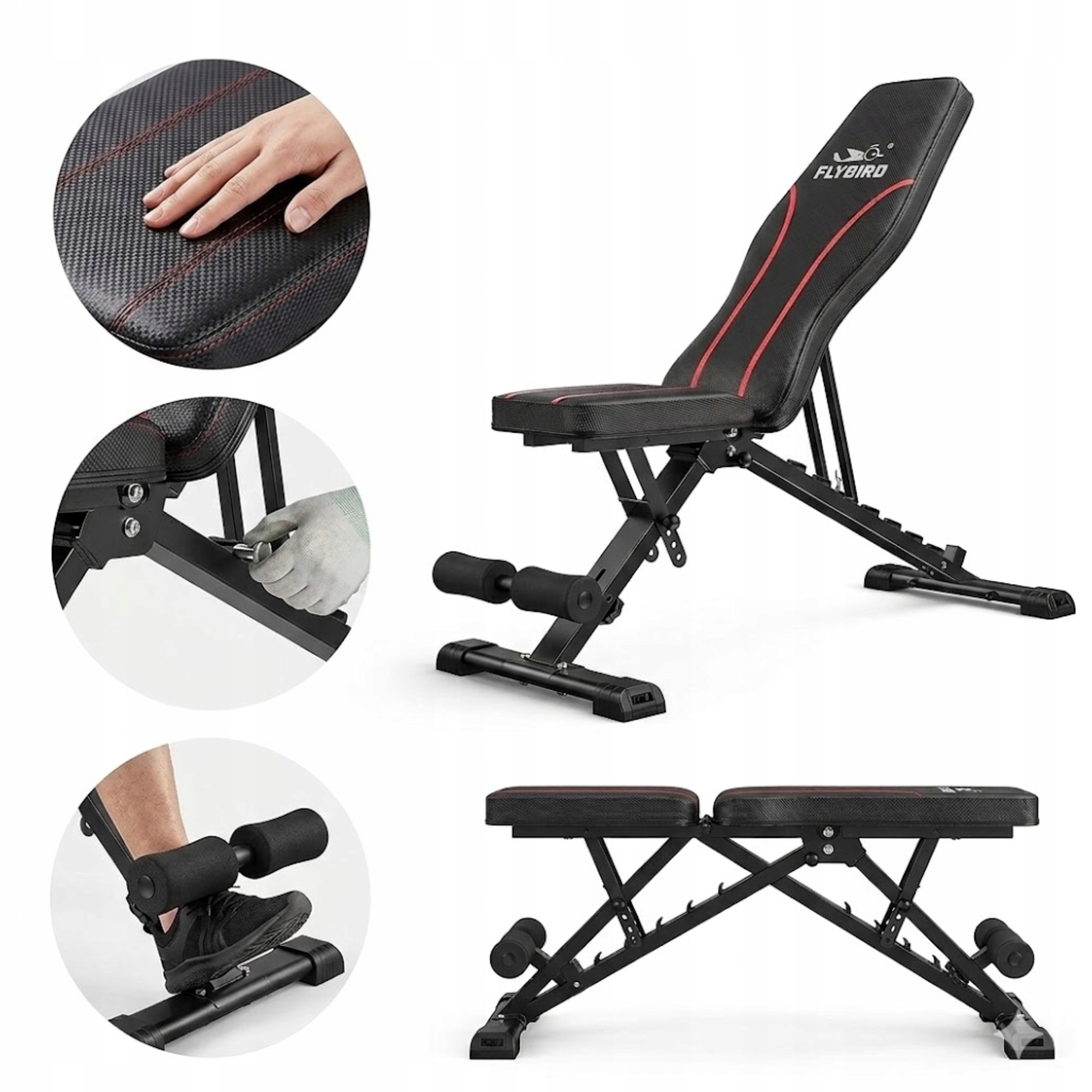 Ławka Do Ćwiczeń Regulowana Składana 300Kg 6 Pozycji 90 Stopni Dom