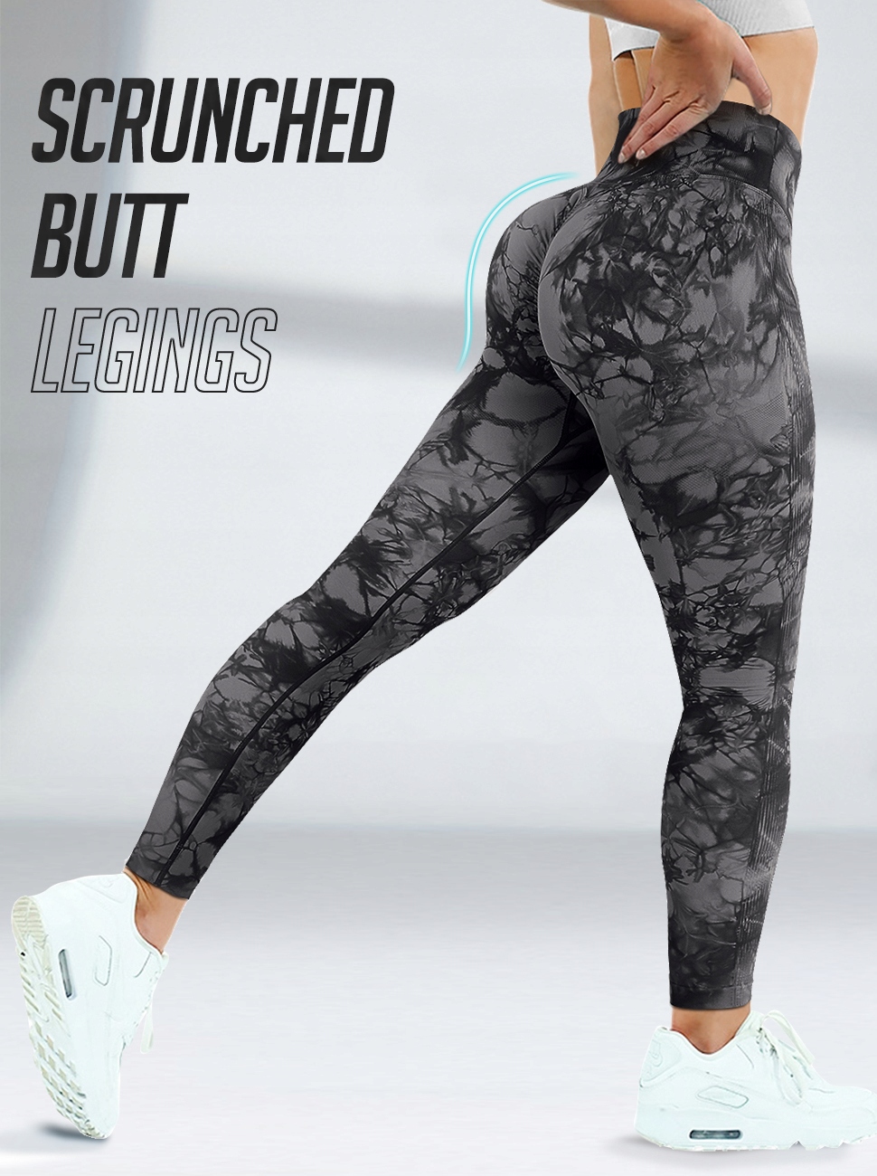 LEGGINSY DAMSKIE PUSH UP SZARE LEGINSY SPORTOWE S Materiał dominujący poliamid