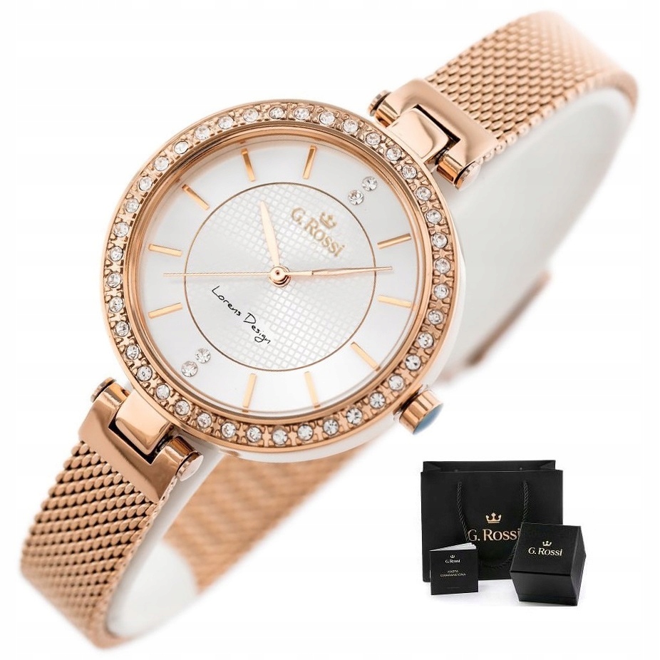 ZEGAREK DAMSKI G. ROSSI DAFNE na bransolecie mesh cyrkonie +GRAWER +BOX