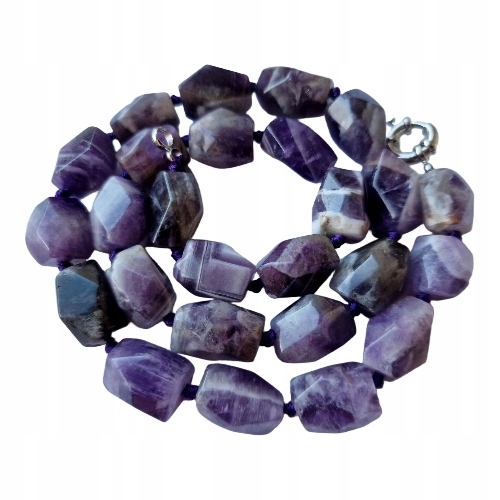 Ametystový Chevron Přírodní Náhrdelník S Kameny Střízlivosti Sudu