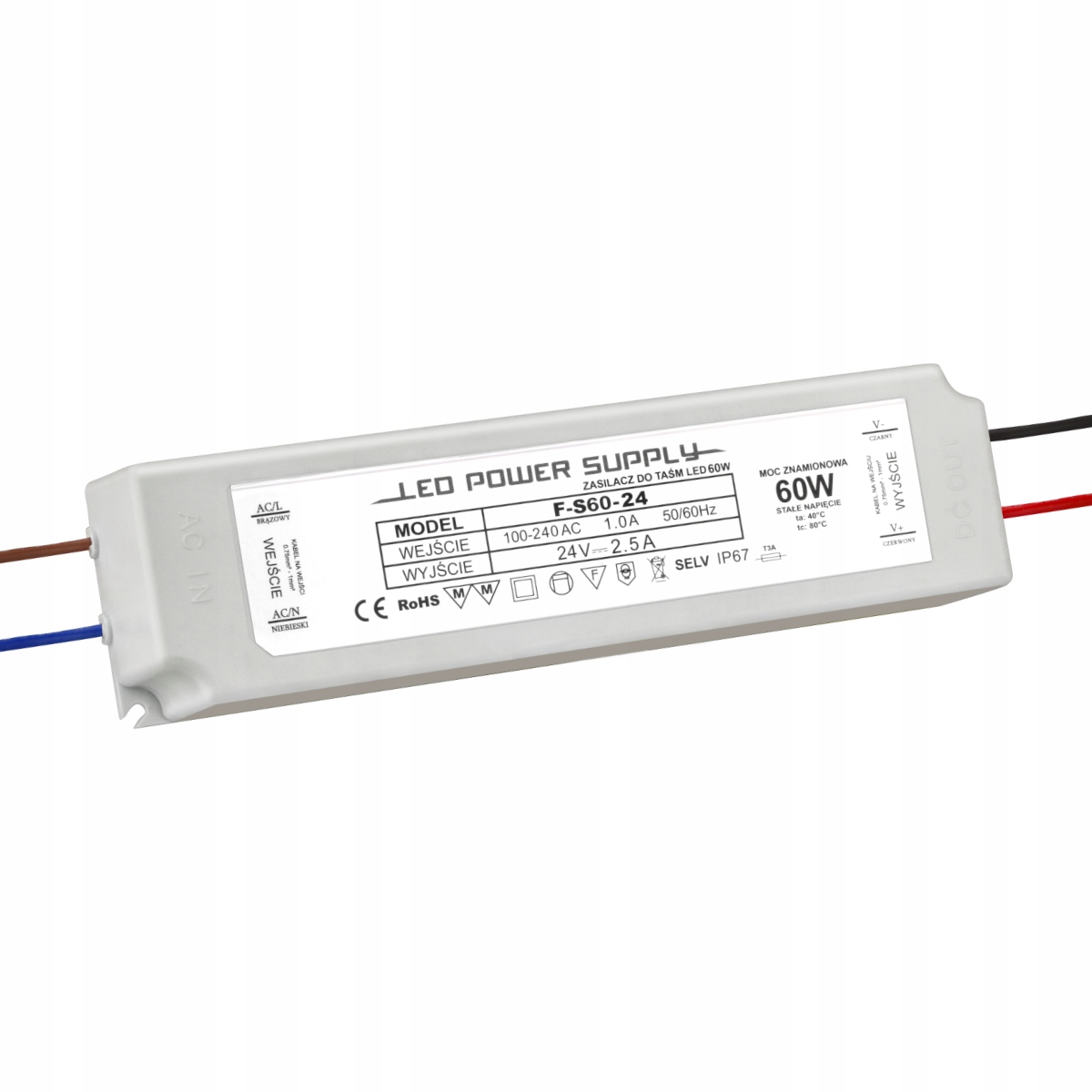 ZASILACZ LED 60W 24V/DC IP67 F-S60-24 BRILLO