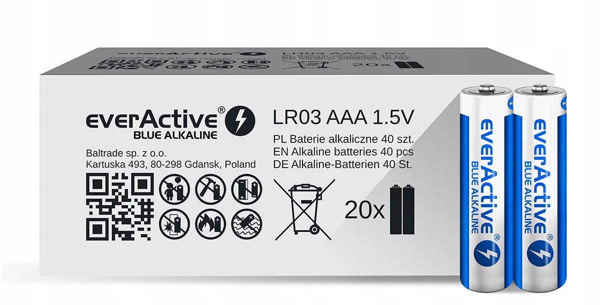 Baterie alkaiczne everActive 40x LR6 + 40x LR03 EAN (GTIN) 5902020523093