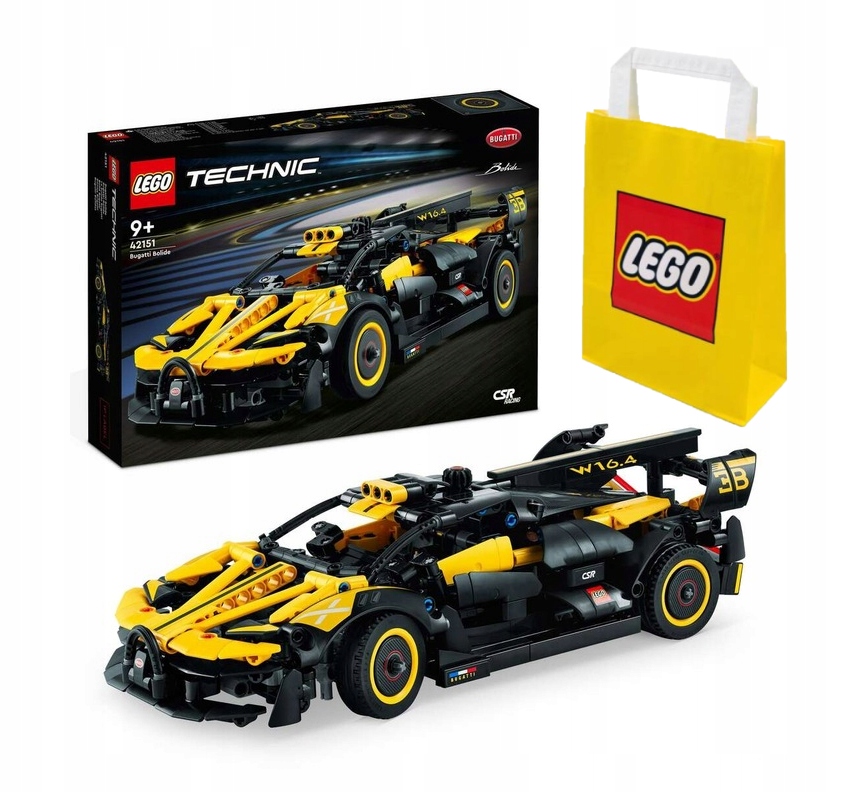 LEGO TECHNIC 42151 BOLID BUGATTI + LEGO TORBA PAPIEROWA ŚREDNIA