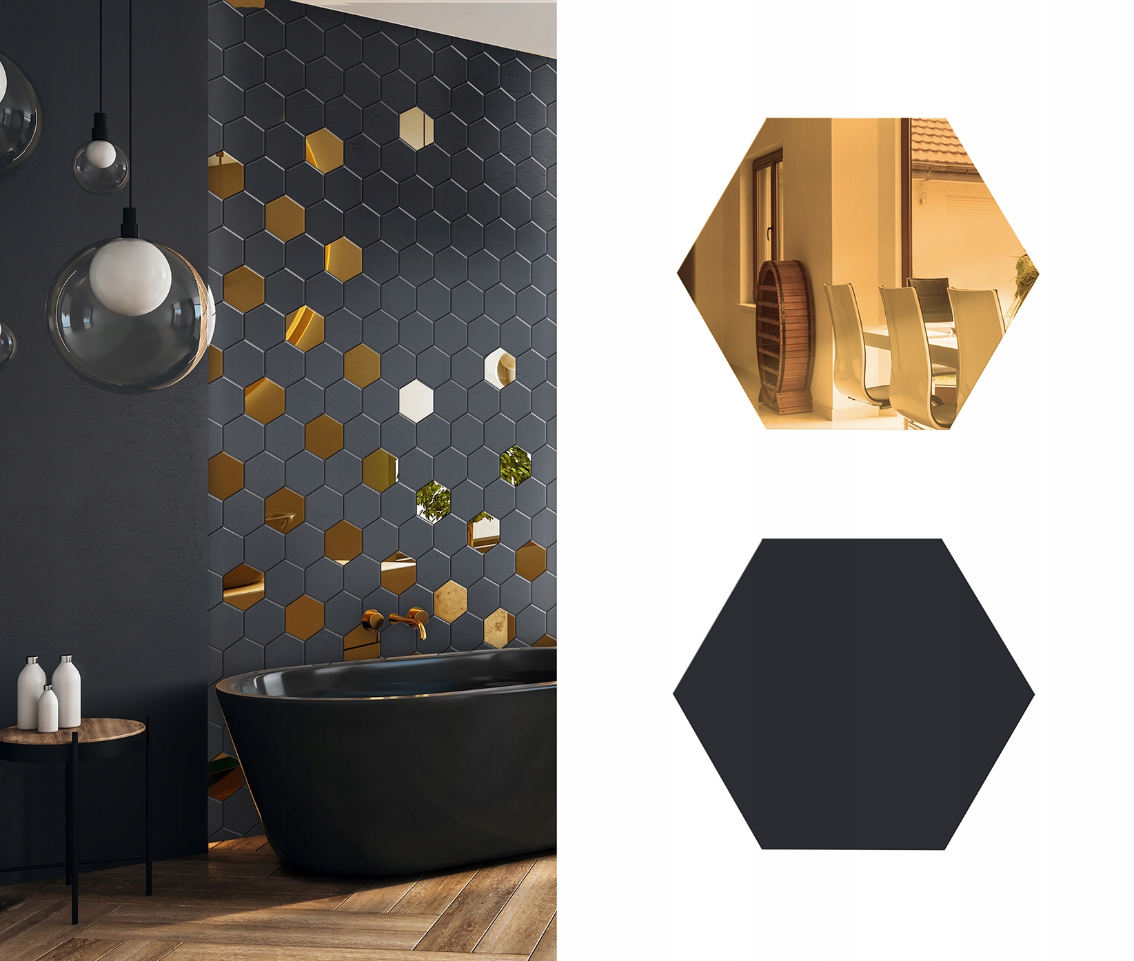 Mozaika ceramiczna HEKSAGON Black Gold 12,5x14,5 cm płytka