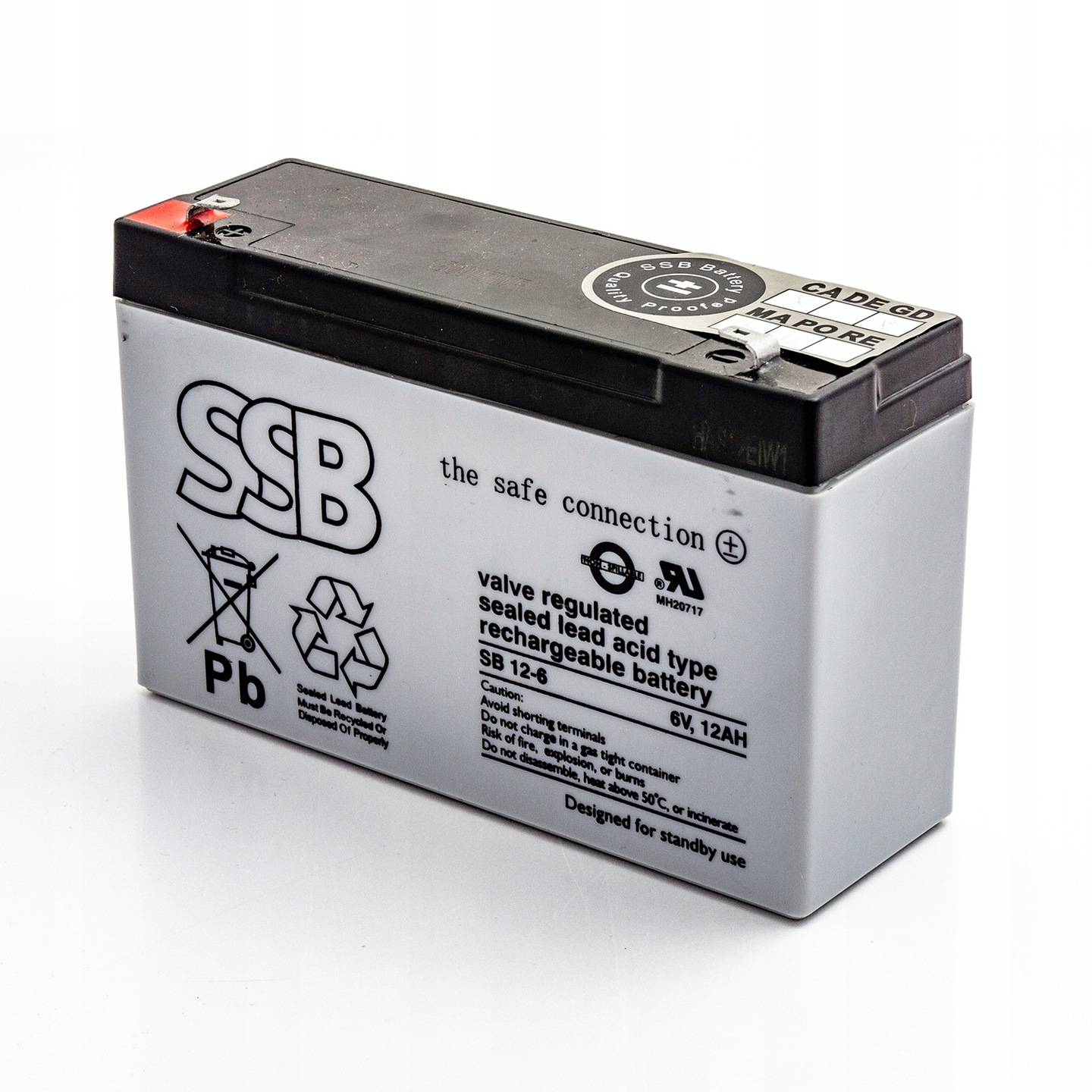 

Akumulator Ssb 6V 12Ah Agm Ups Alarm
