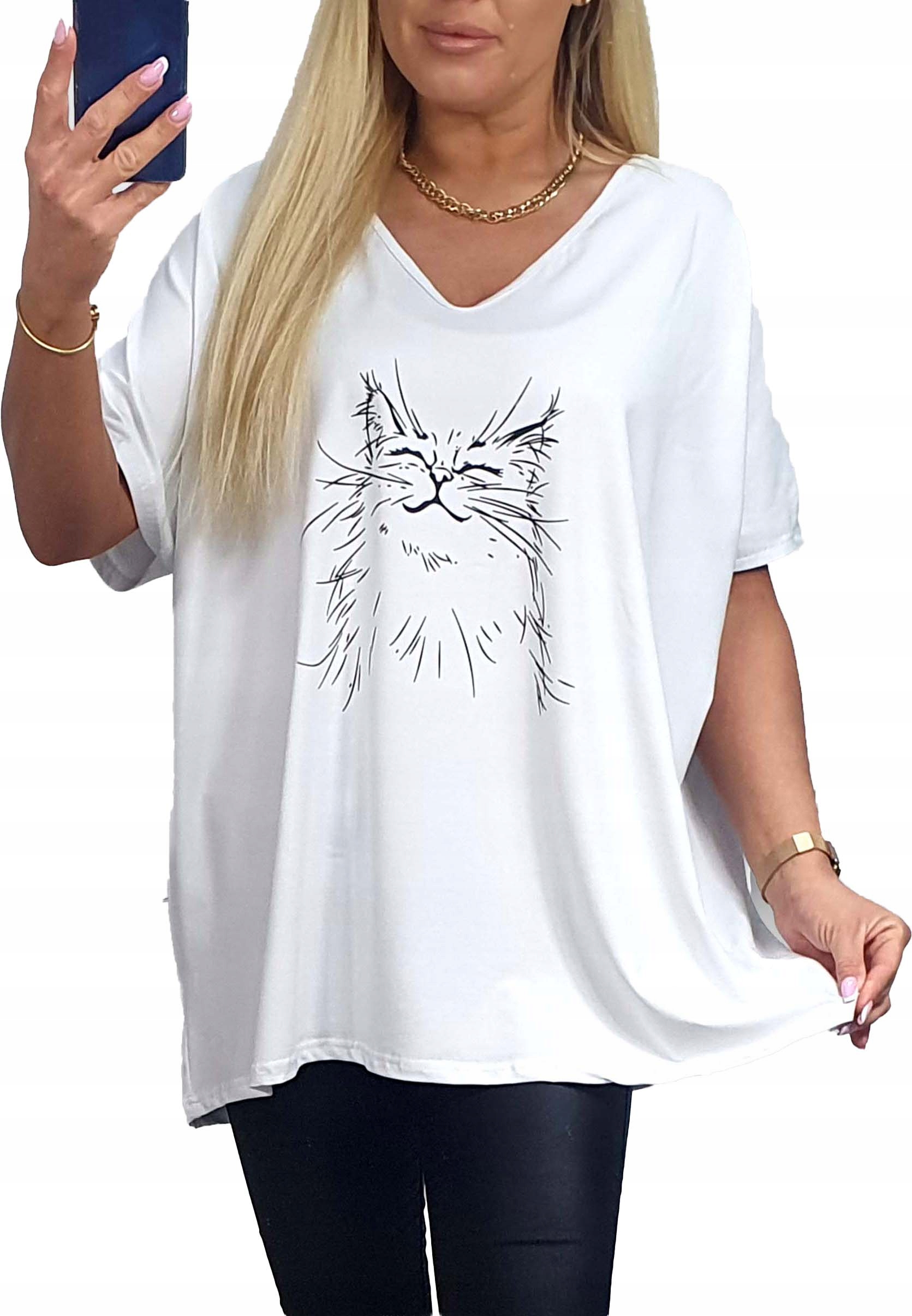 BLUZKA TUNIKA BAWEŁNIANA DUŻE PLUS SIZE OVERSIZE PRINT 54-56