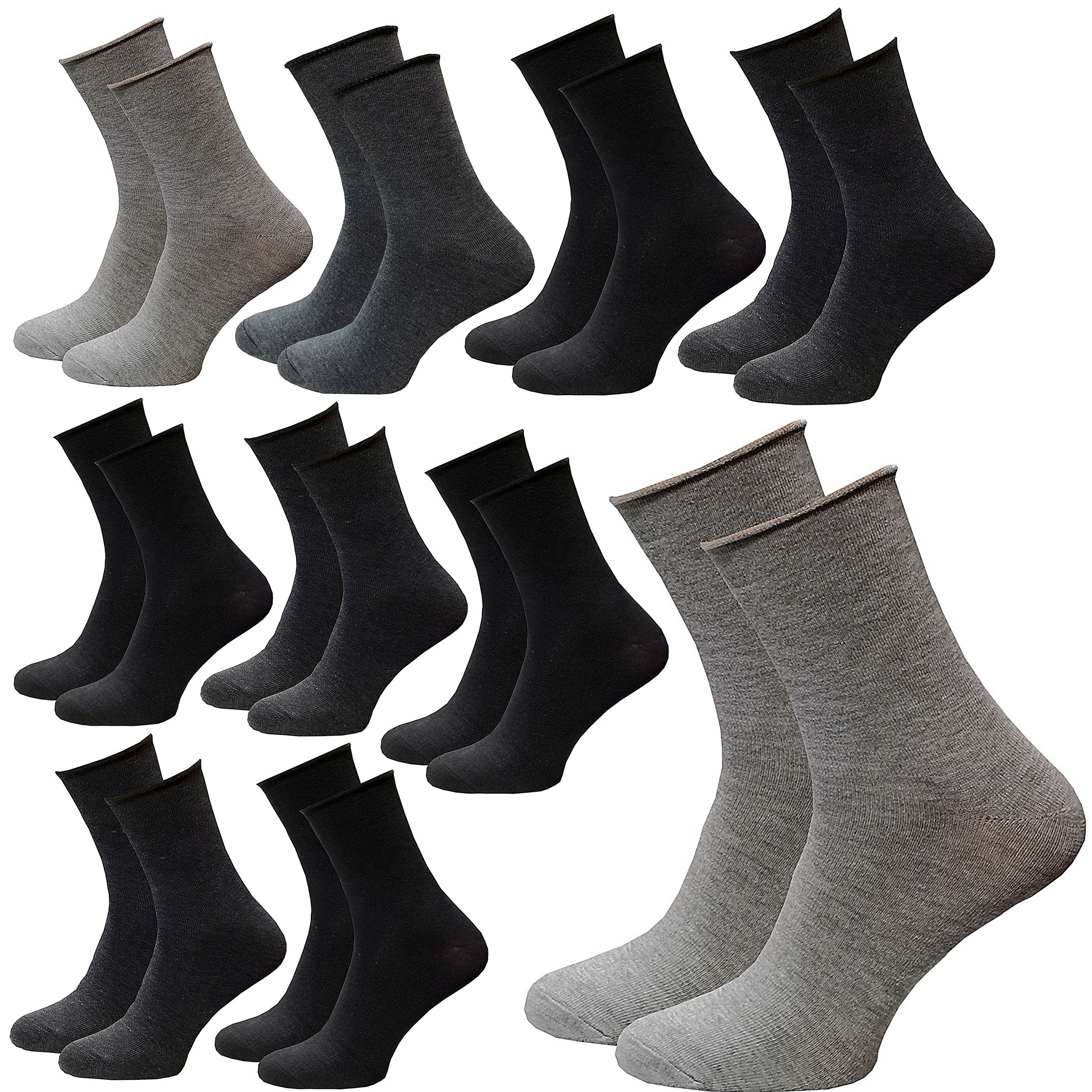 

10 x Bezuciskowe Bawełniane Skarpety Męskie 43-46