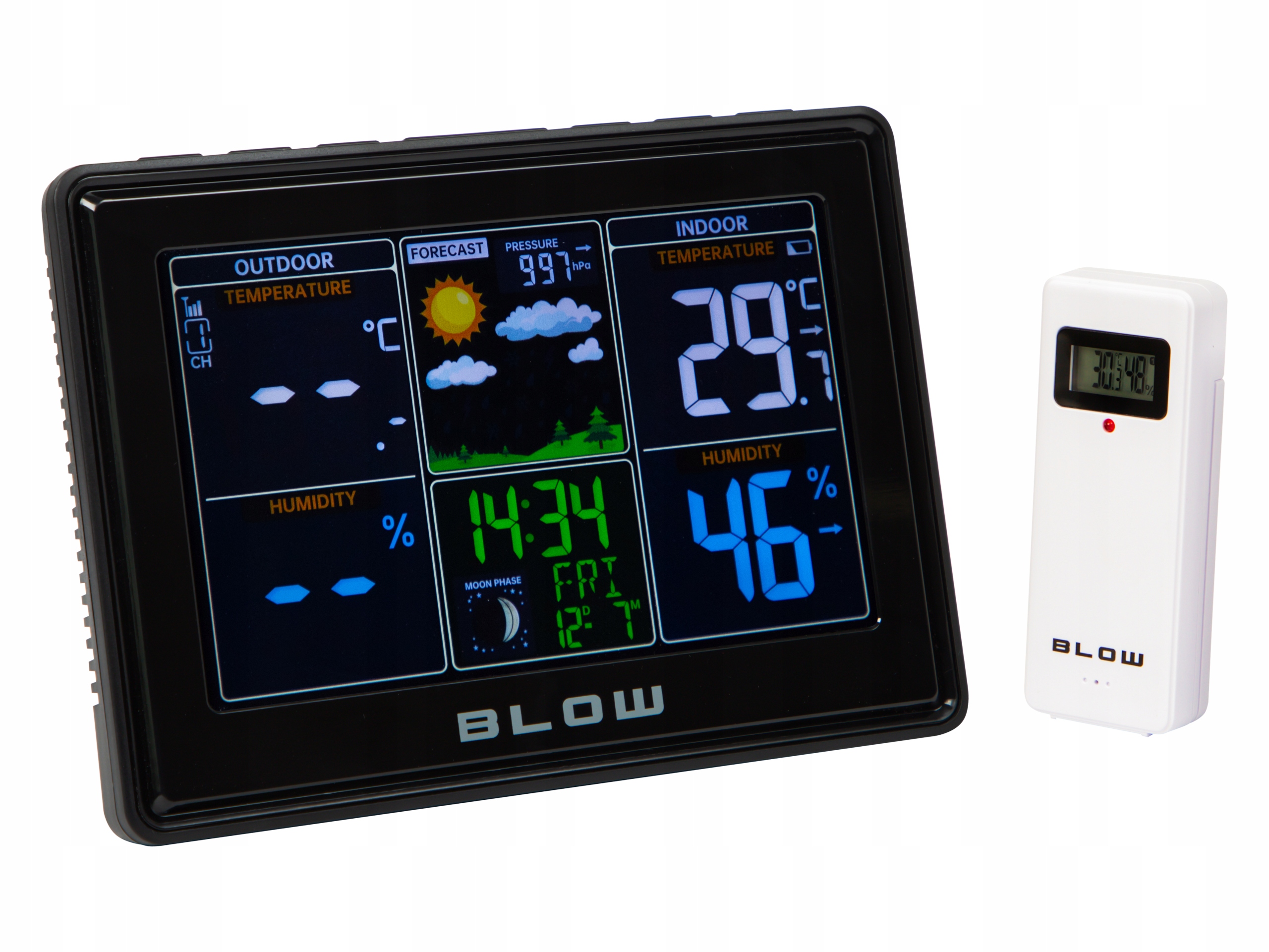 BEZPRZEWODOWA STACJA POGODY POGODOWA PROGNOZA HIGROMETR BAROMETR TERMOMETR