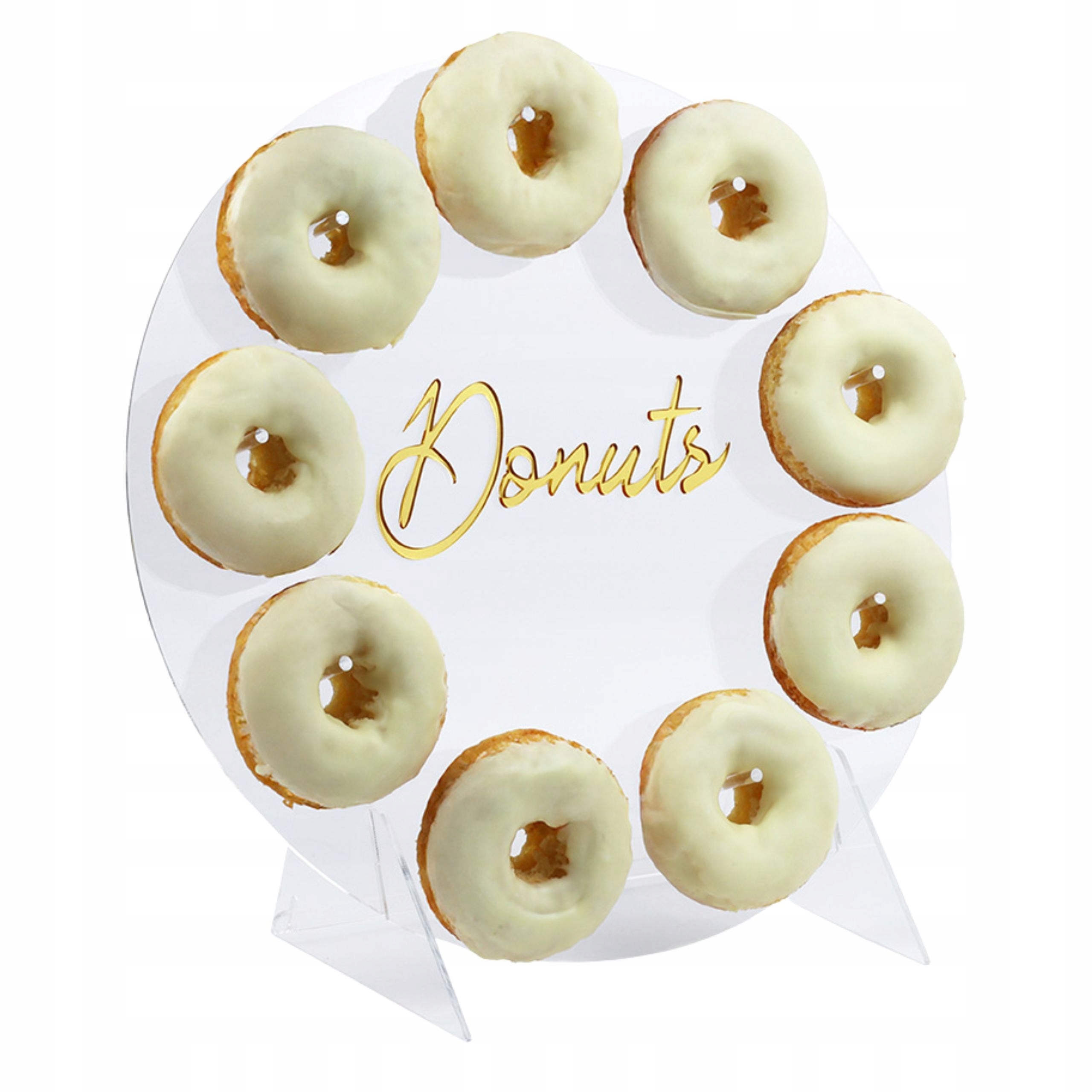 Stojak na Słodki Stół plexi donuty pączki 9 sztuk przezroczysty z napisem