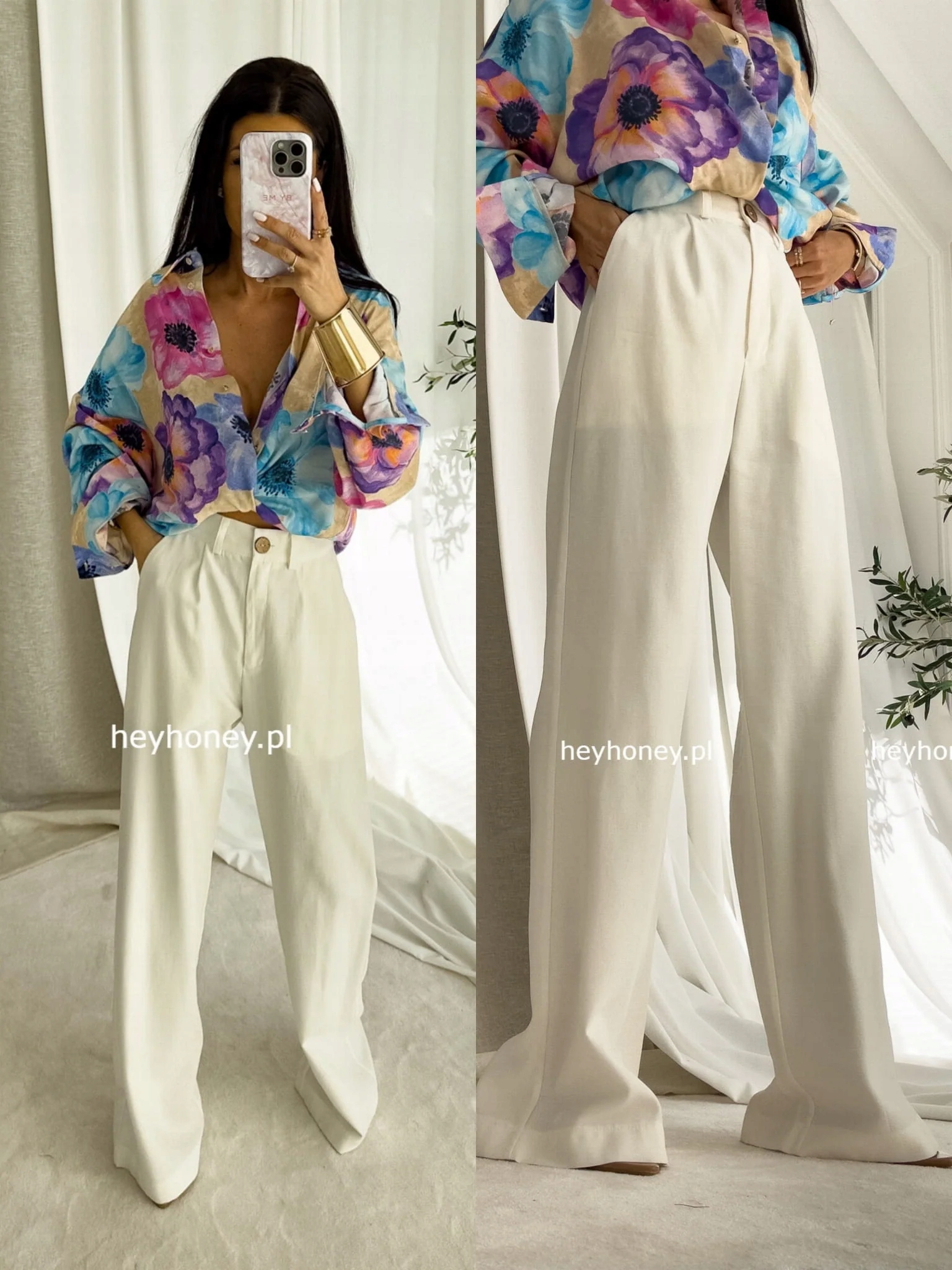 Kalhoty z Viskózy Ecru Vitale M