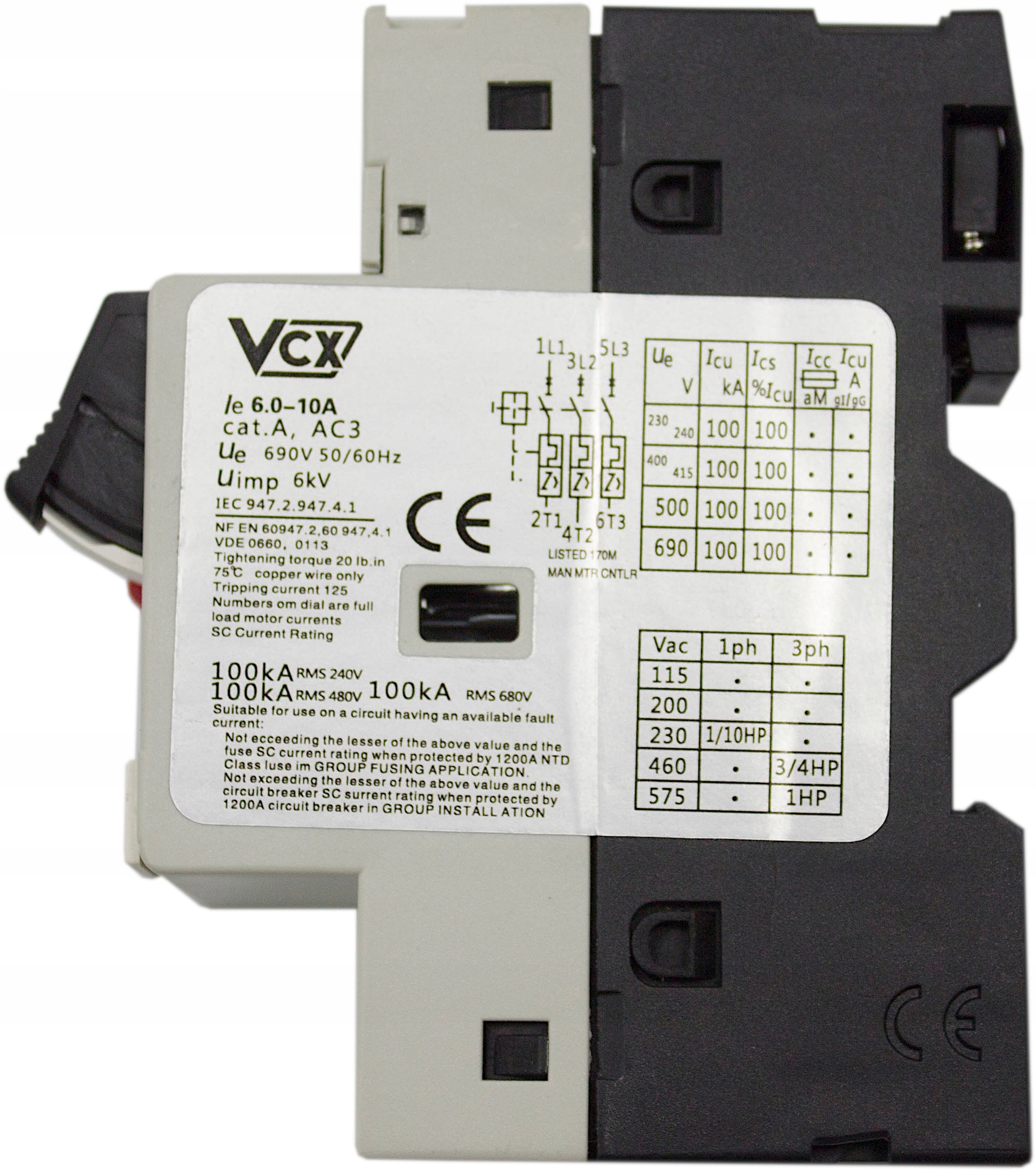 WYŁĄCZNIK SILNIKOWY NA SZYNĘ VCX GV2 0,63-1,0A EAN (GTIN) 5901122683667