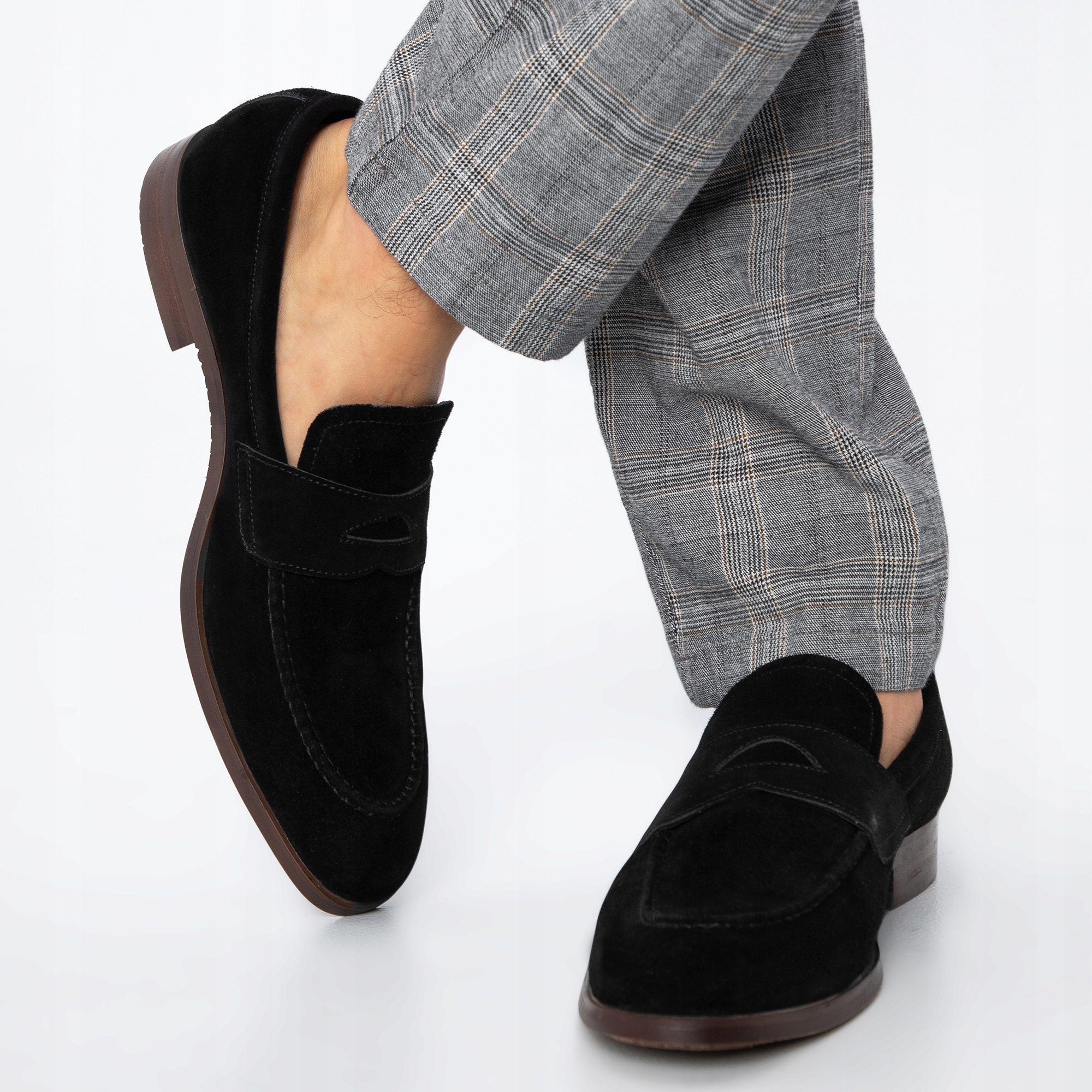 WITTCHEN męskie mokasyny zamszowe czarne Wzór dominujący bez wzoru