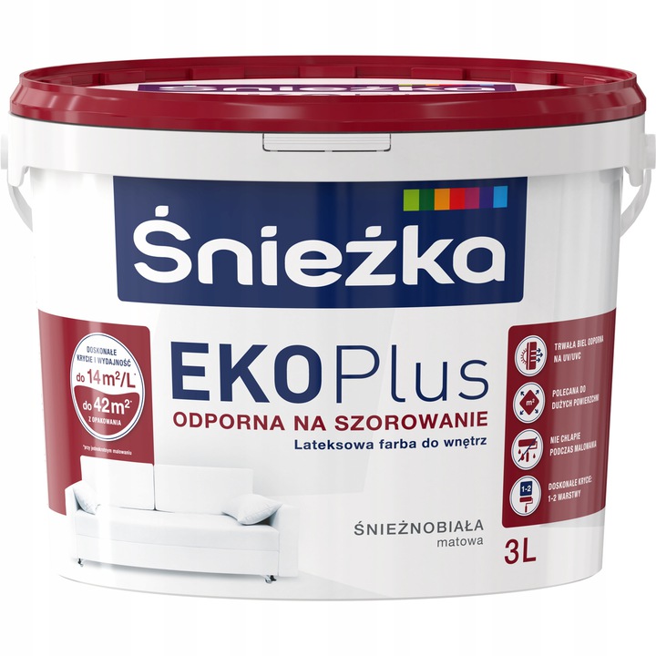

Emulsja Eko Plus biała lateksowa 3L