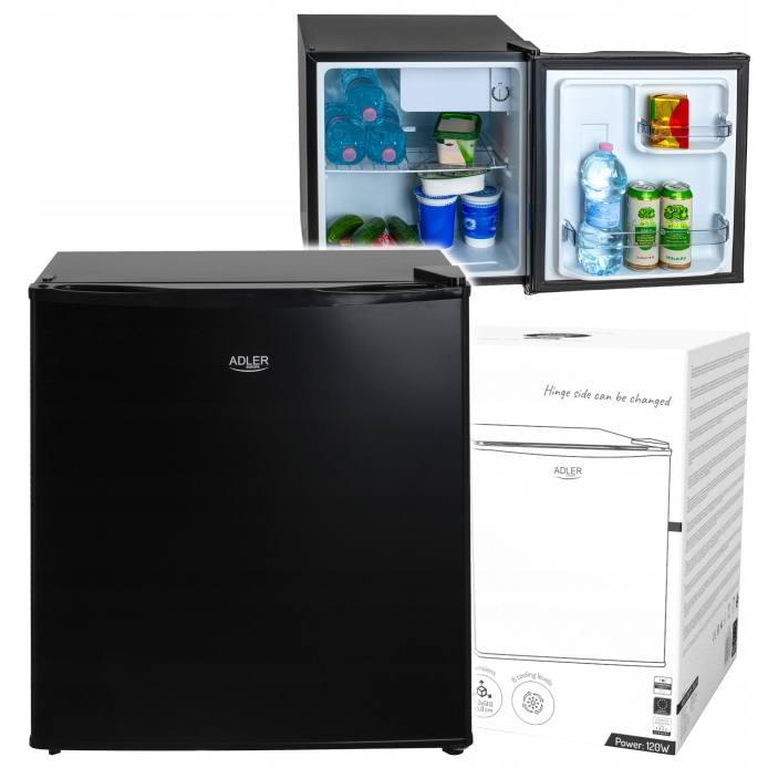 Lodówka Mała Chłodziarka Hotelowa Czarna Podblatowa 45L Mini Zamrażarka