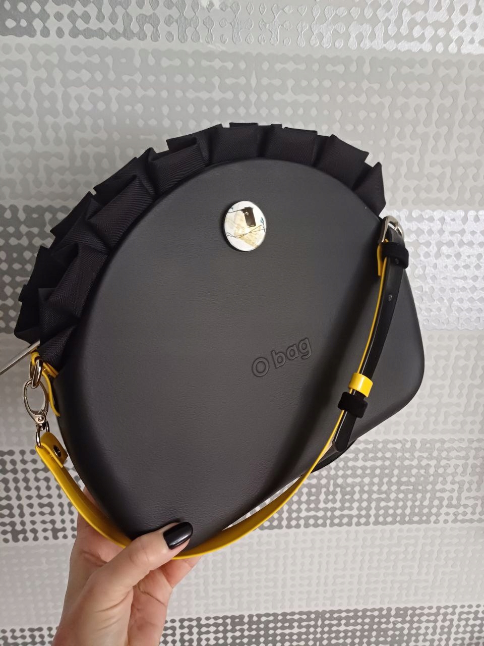 Organizer do obag o bag o-bag moonlight handmade czarny black falbana Zapięcie zamek