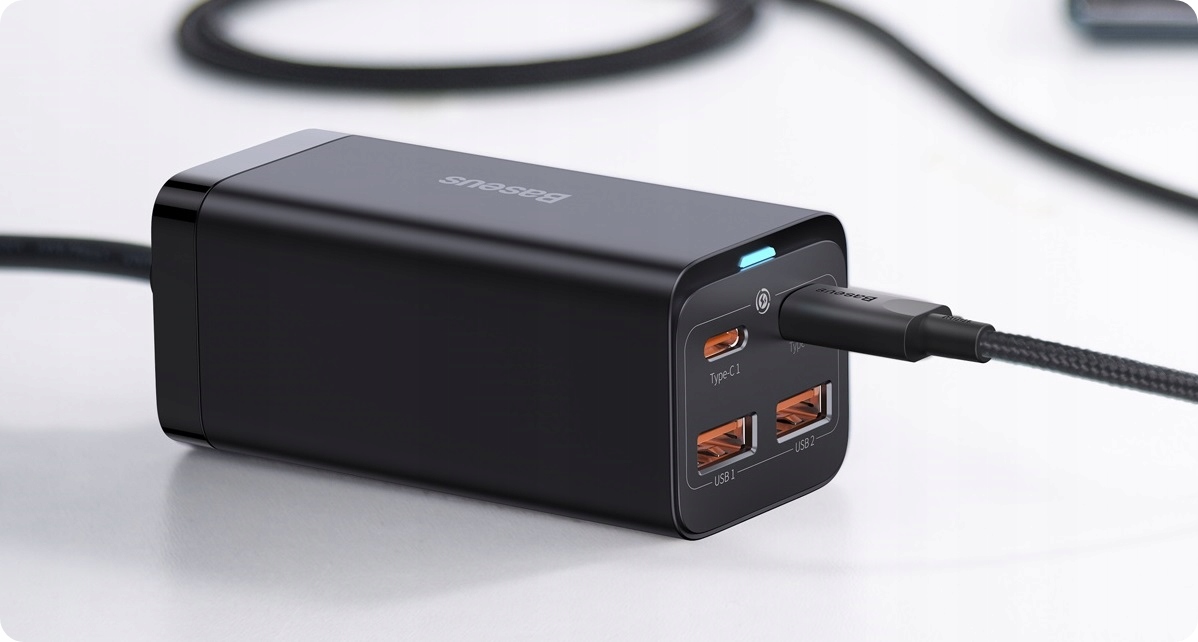 MOCNA ŁADOWARKA SIECIOWA BASEUS LISTWA ZASILAJĄCA 4x USB USB-C QC4 PD 100W Przewód w zestawie tak