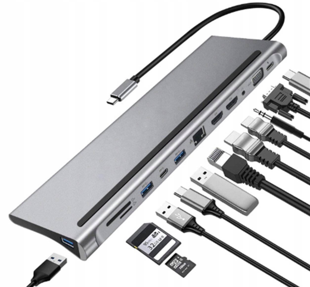 USB-C to DisplayPort, HDMI and VGA Hub (M/F/F/F) –