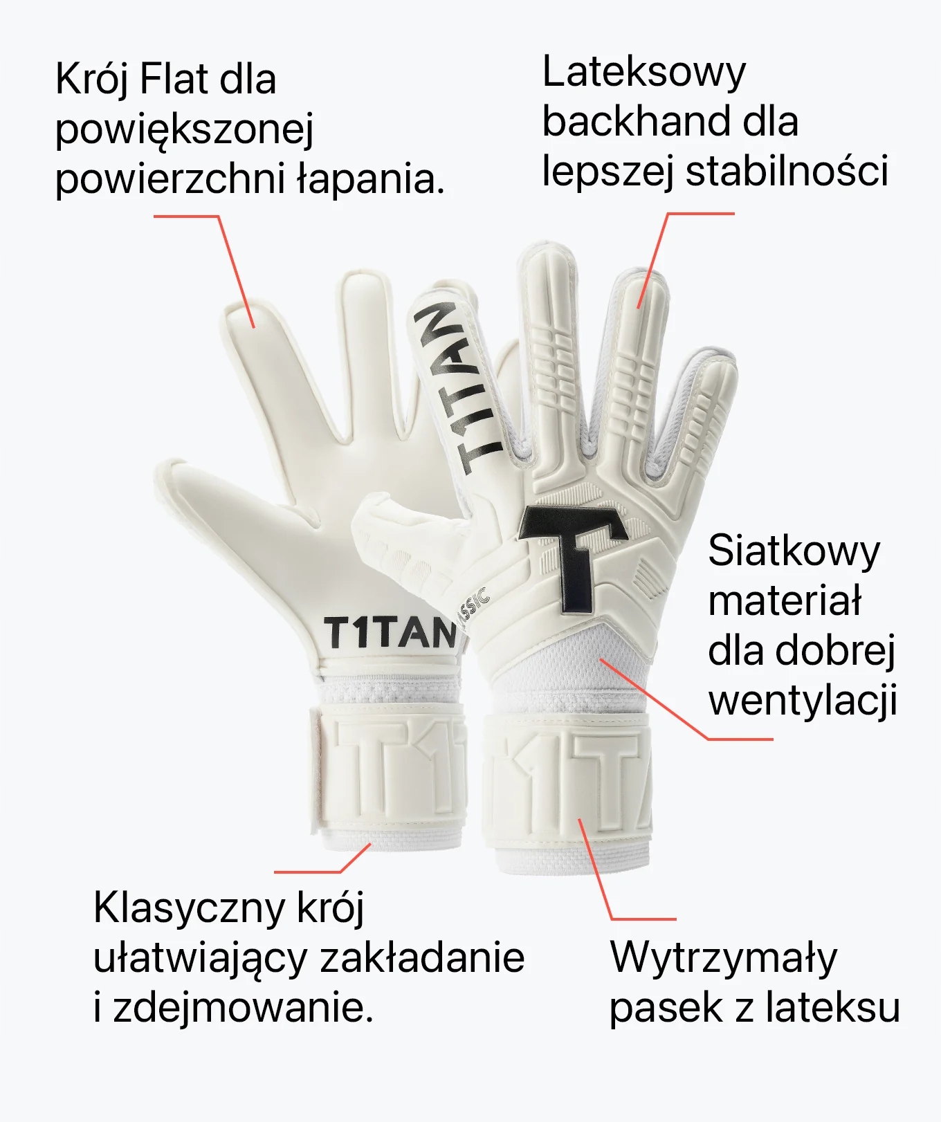 Rękawice T1TAN CLASSIC 1.0 WHITE-OUT JUNIOR r.5 Model CLASSIC 1.0 WHITE-OUT