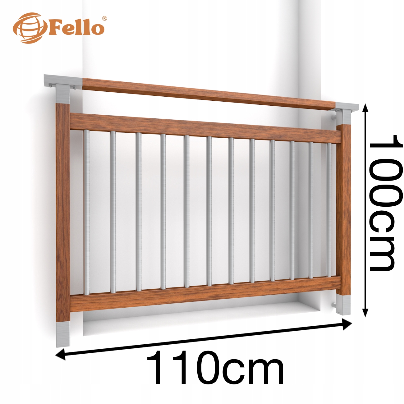 Modern Francúzsky balkón 110 cm Balustrada Drevo